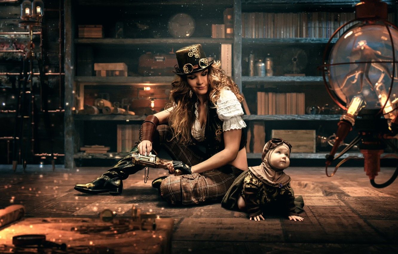 Wallpaper girl, room, family, steampunk .goodfon.com
