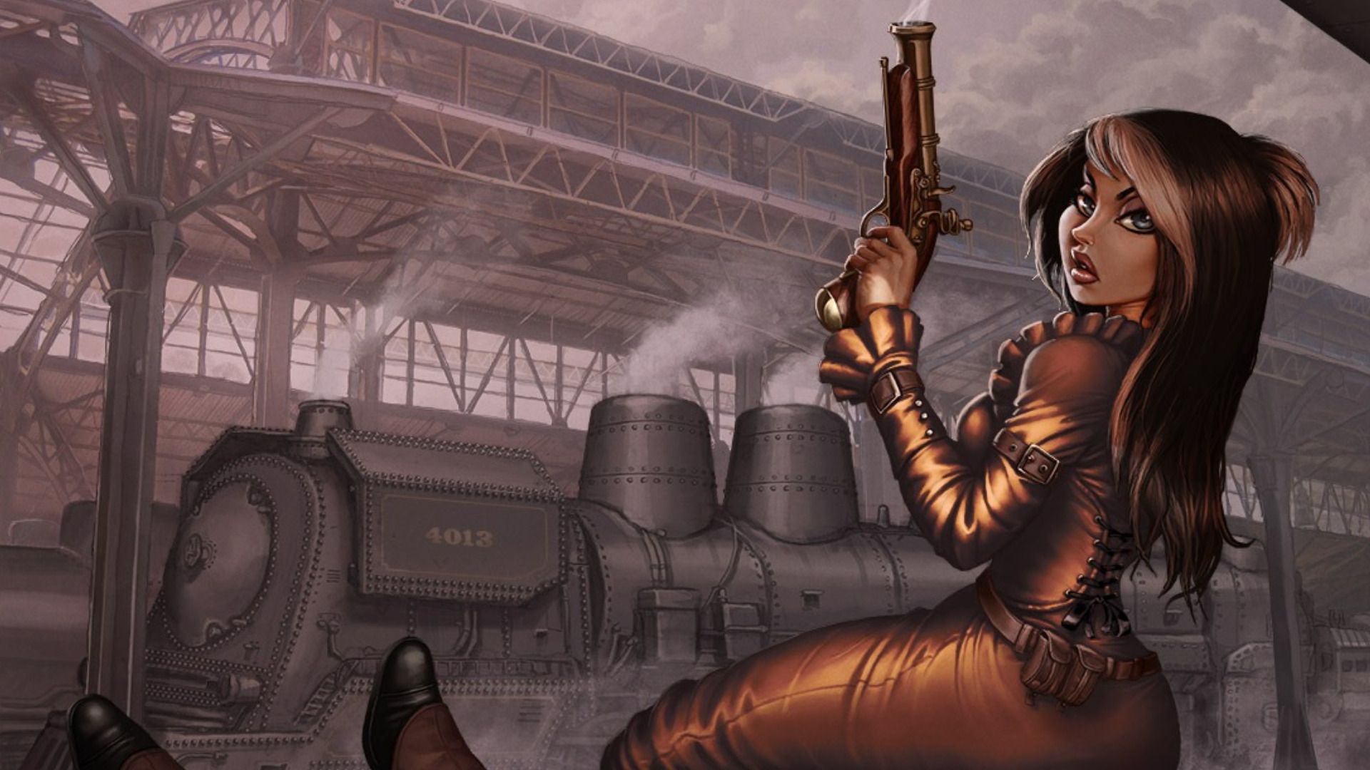 steampunk, Mechanical, Trains, Girls .wallup.net