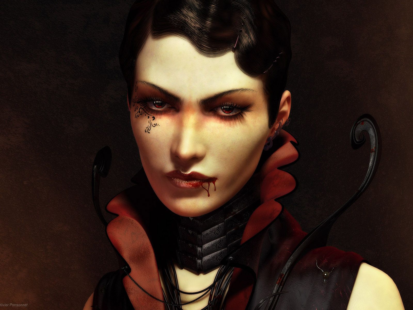 Blood Dark Elegant Vampire Fantasy Girl .wallha.com