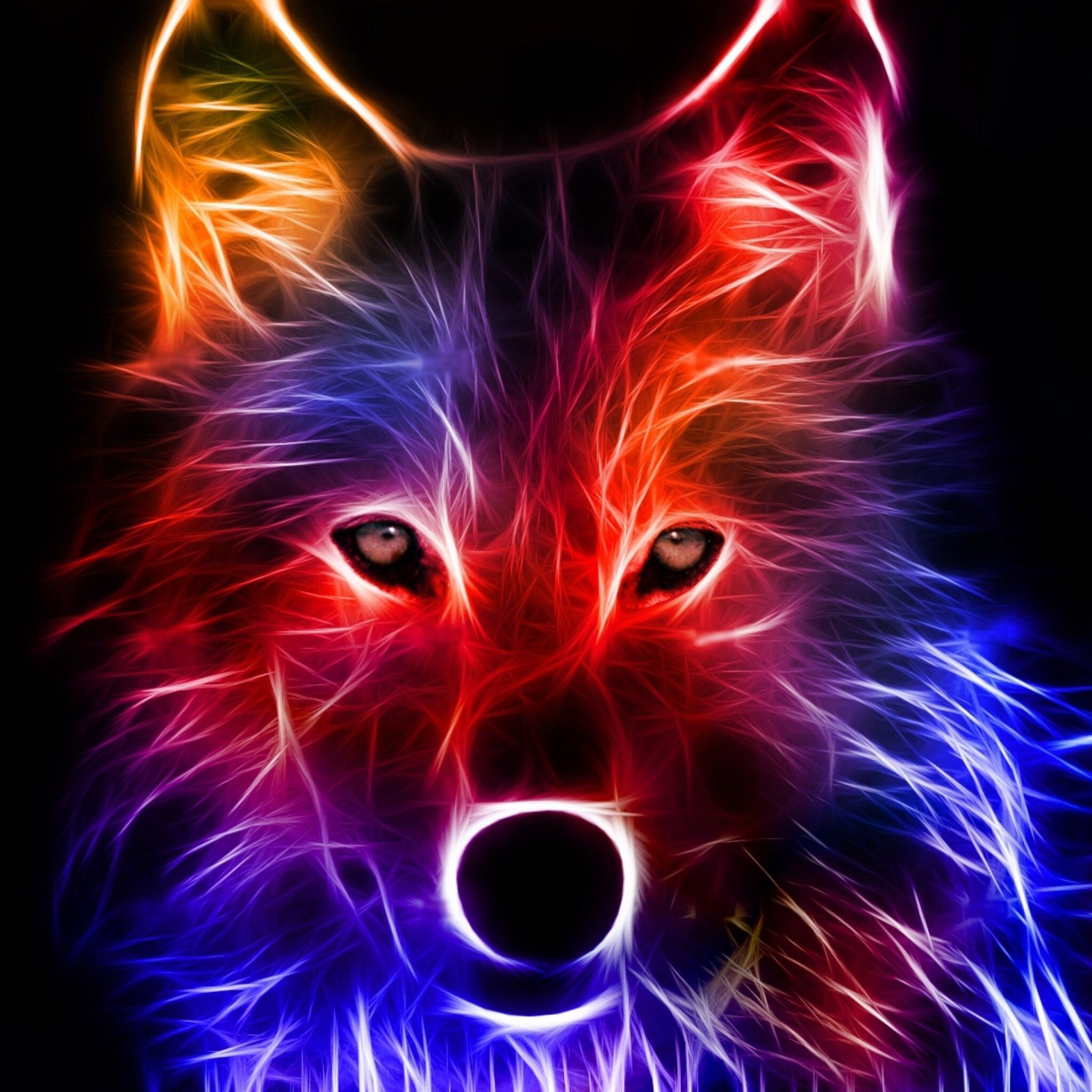 Cool Neon Wolves Wallpaper