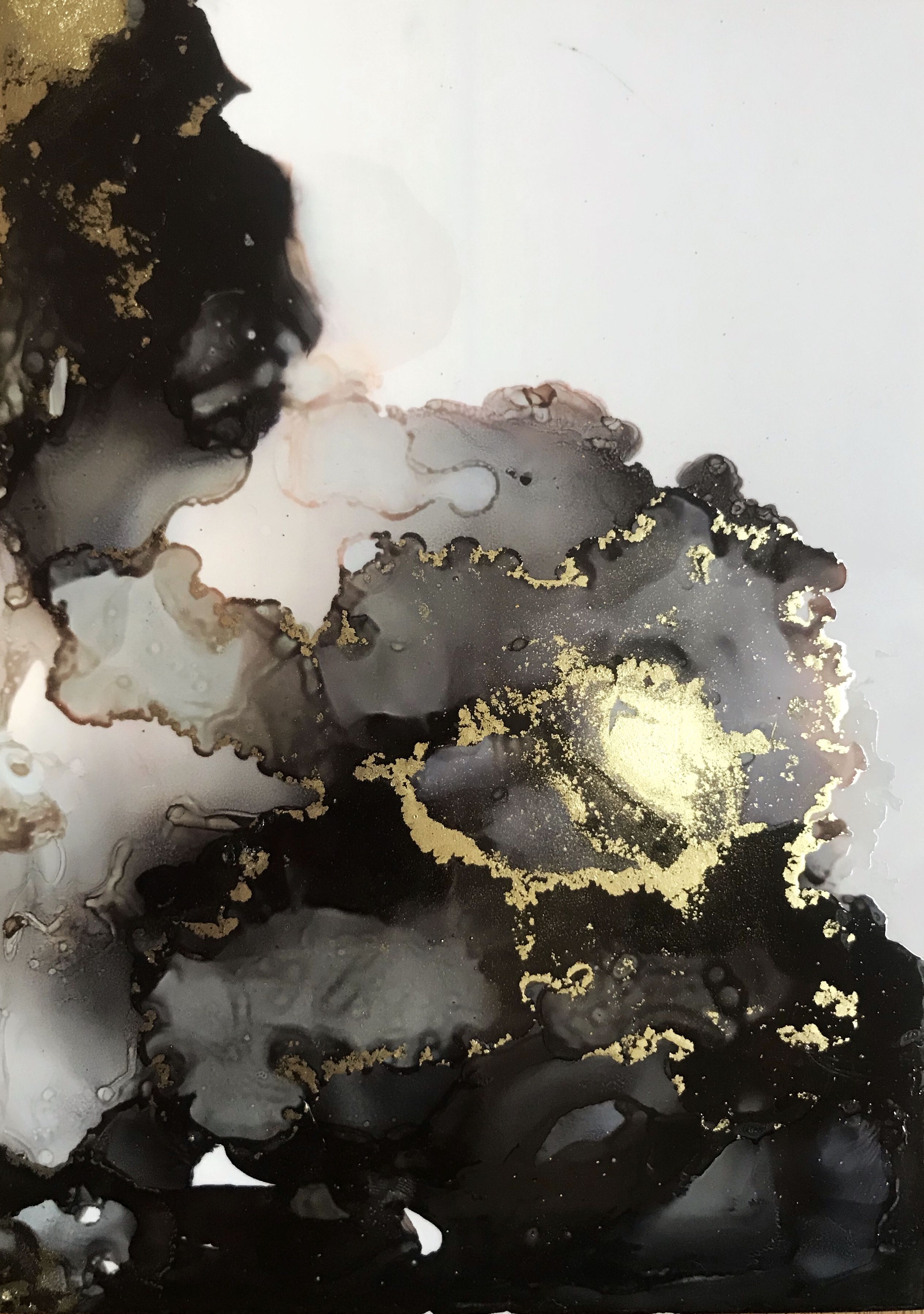 Black and Gold Abstract Alcohol Ink .br.com