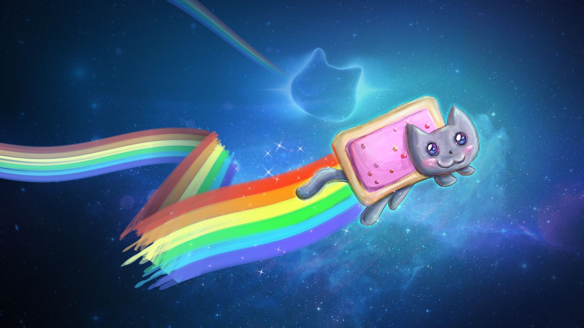 rainbow pop tart cat in outer space
