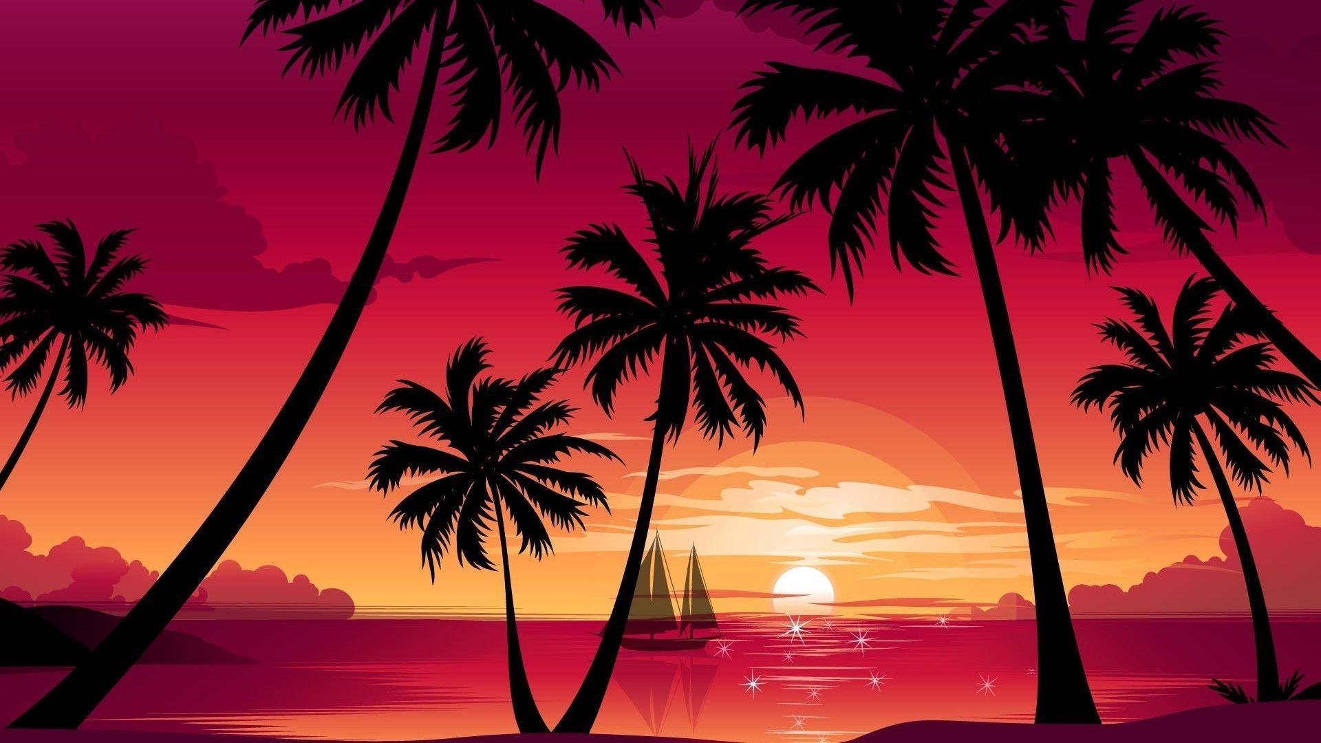 Palm Tree Sunset Wallpaper .wallpaperboat.com