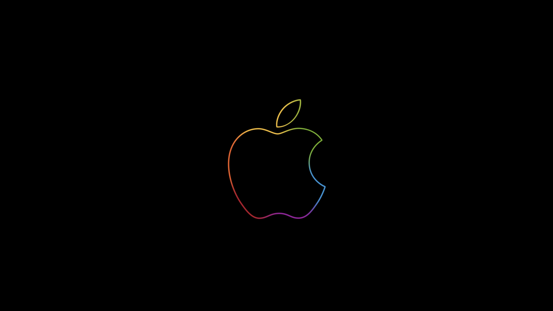 Apple logo 4K Wallpaper, Colorful, Outline, Black background, iPad, HD, Technology