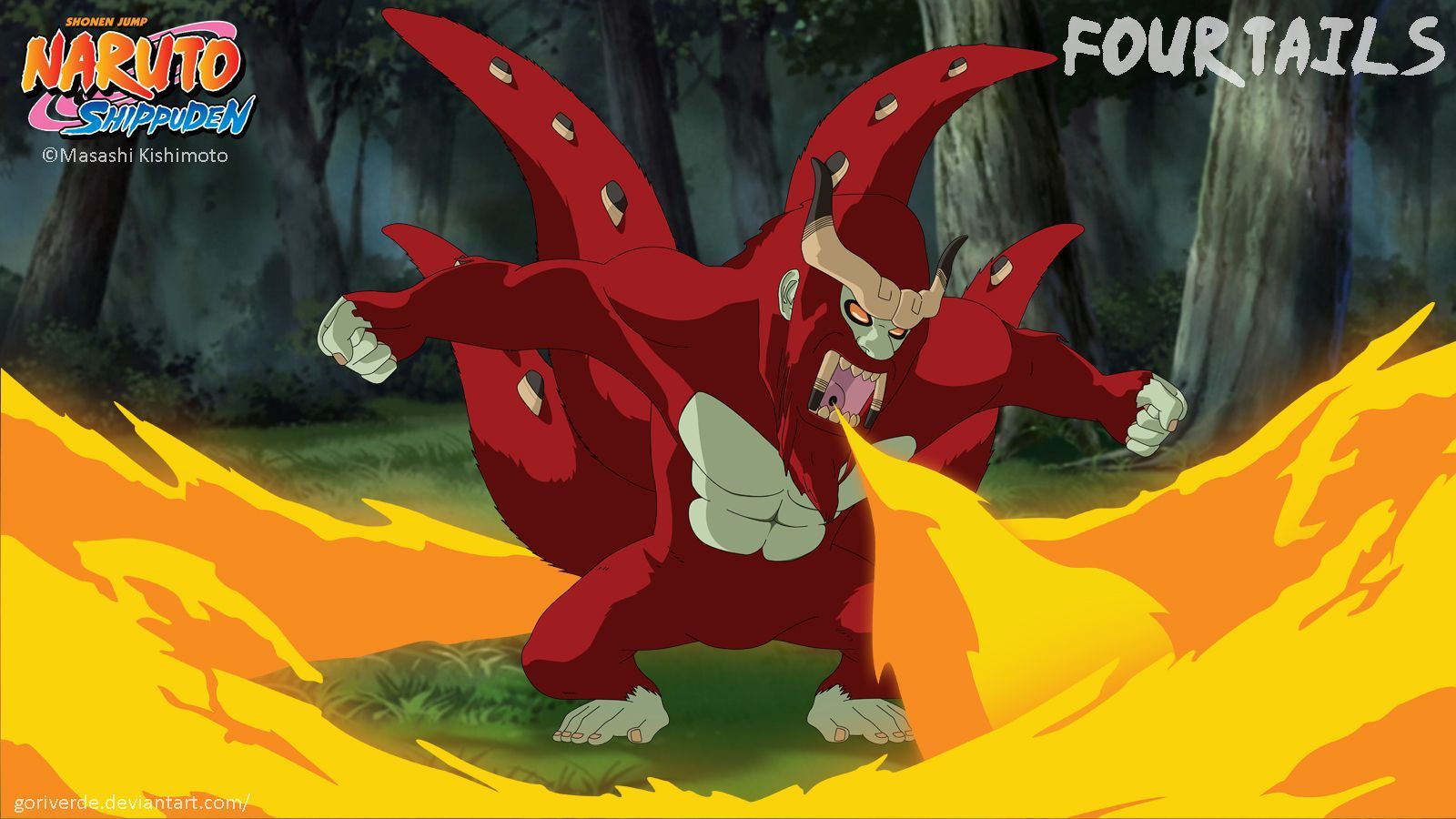 Четыреххвостый биджу. Четырёххвостый джинчурики. Сон гоку наруто. Сон гоку биджу. Четырёххвостый сон гоку.