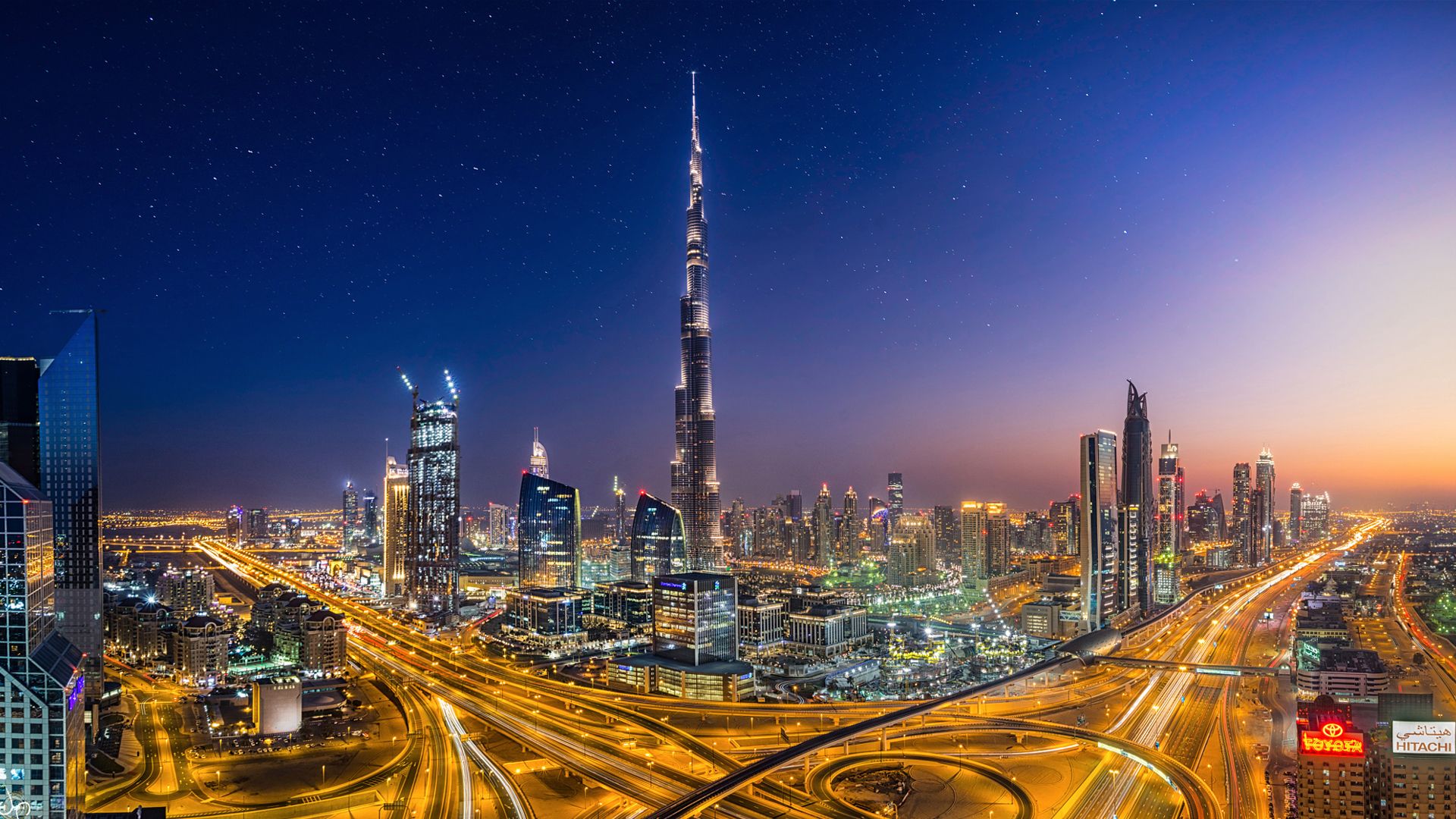 Burj Khalifa City Dubai Megapolis Night .wallha.com
