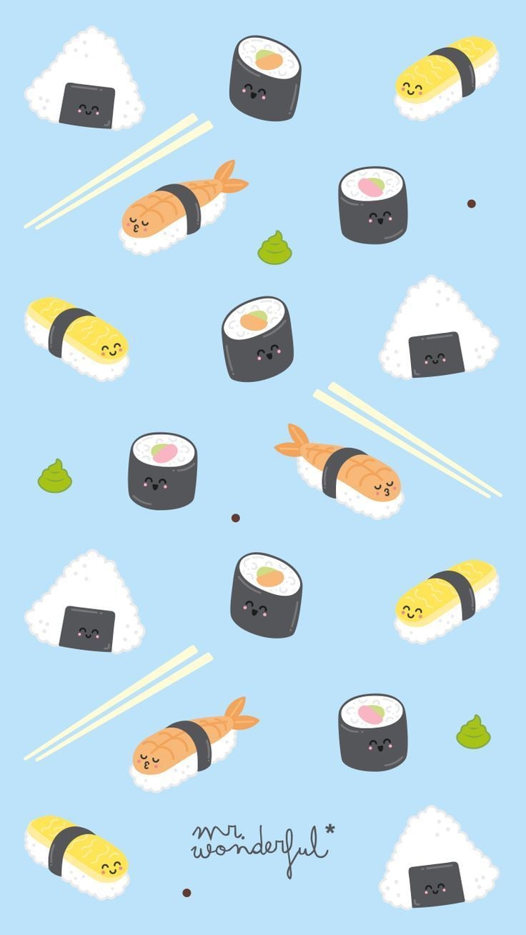 Sushi Wallpaper  Funny wallpapers Iphone wallpaper kawaii Sushi drawing
