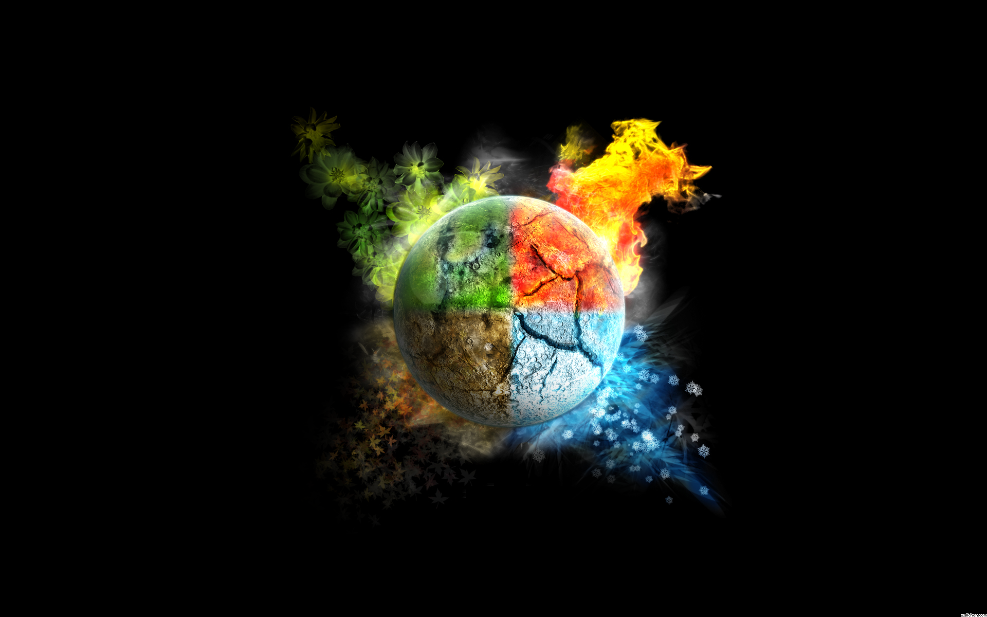 Earth Wind Fire Water globe tattoo