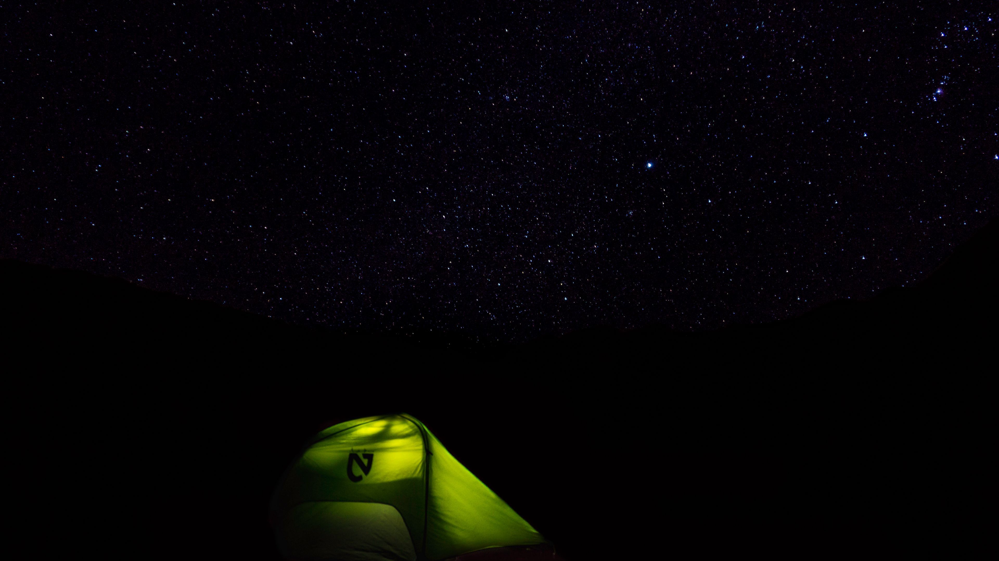 tent, starry sky, stars, night, camping .wallpapercraft.com