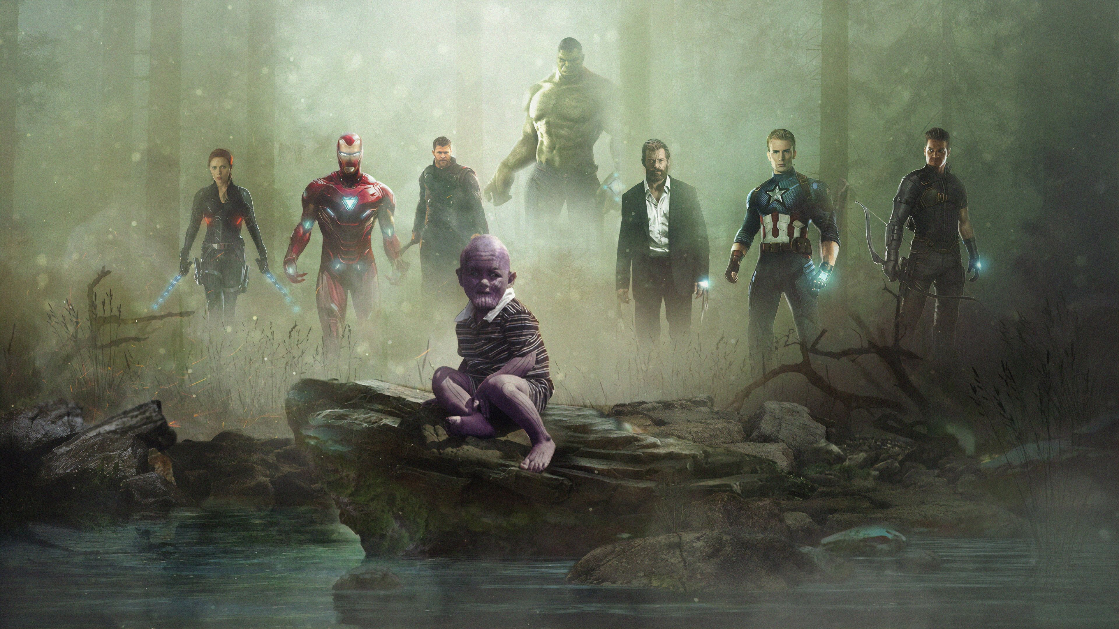 Avengers Vs Kid Thanos, HD Superheroes .hdqwalls.com