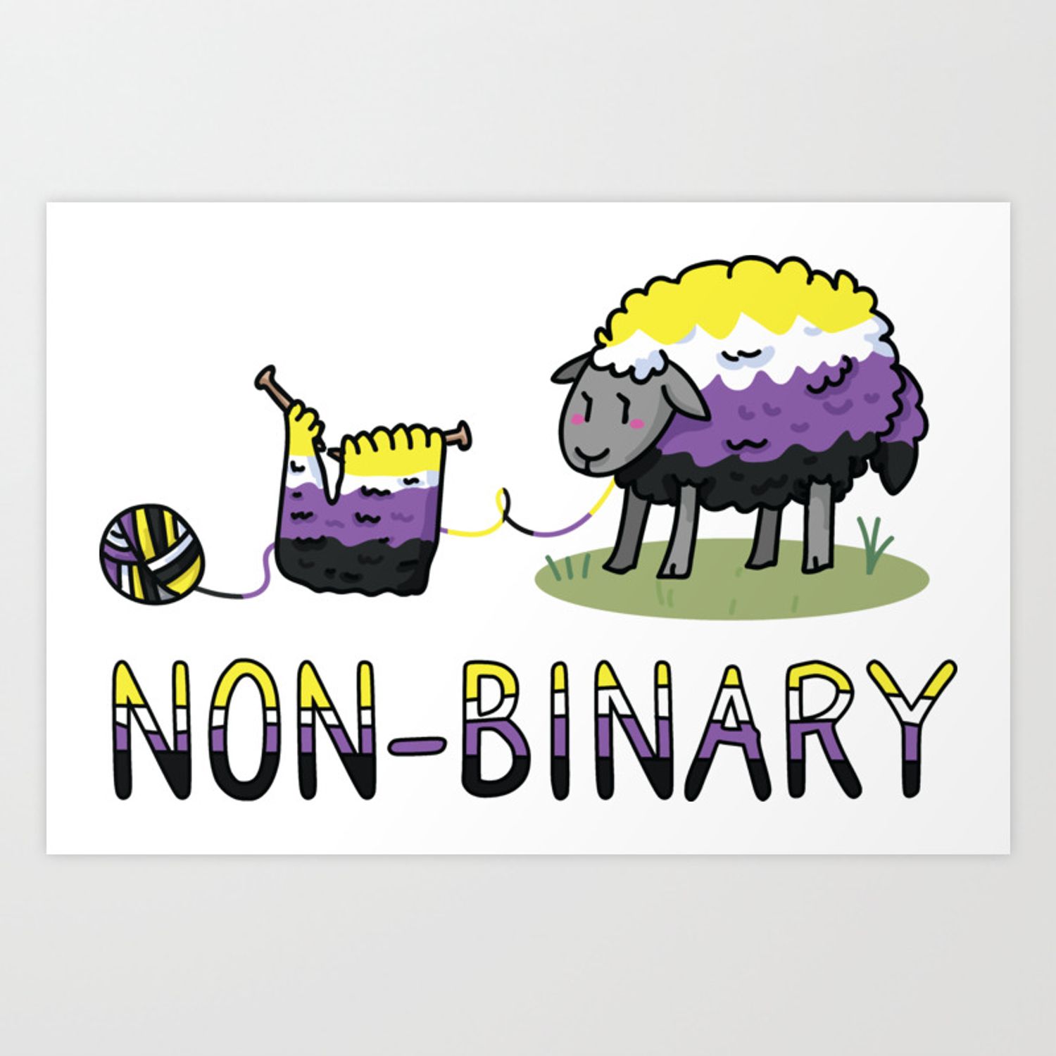 Cute non binary fluffy sheep cartoon .society6.com · In stock