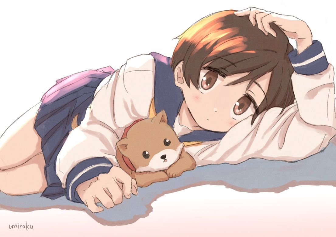 animal blush brown eyes brown hair dog .konachan.com