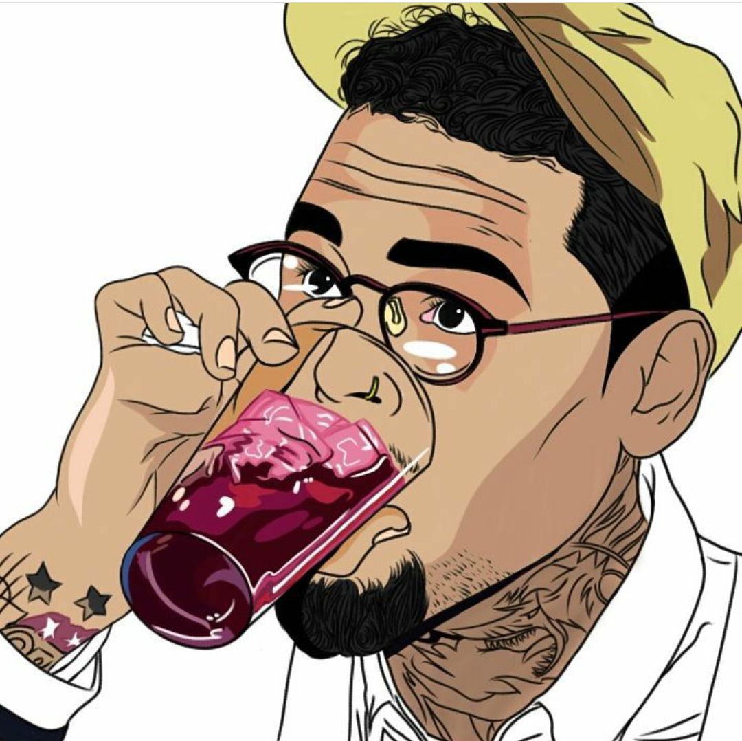 Chris Brown sips a cocktail. Chris .com