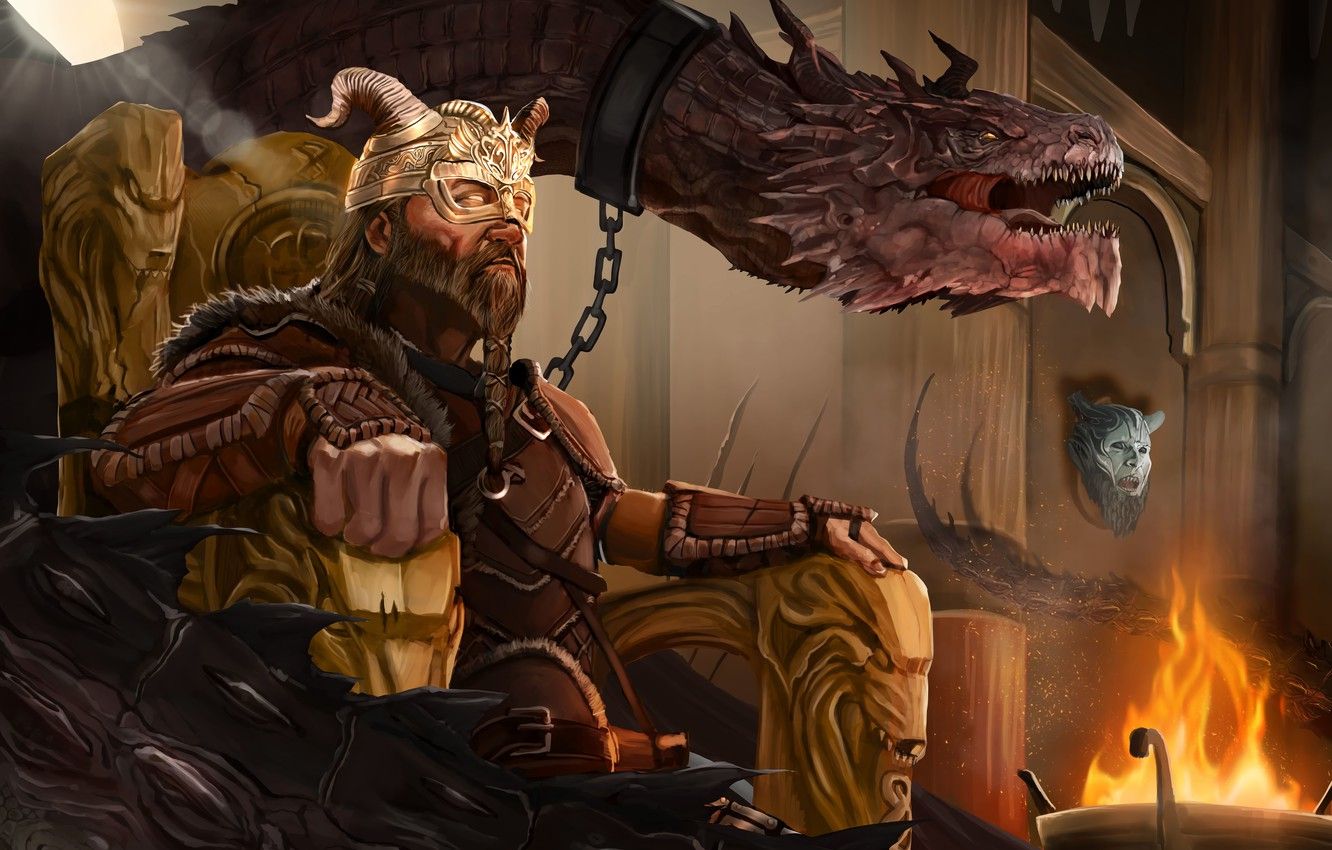 Wallpaper Dragon, King, The throne, King image for desktop, section живопись