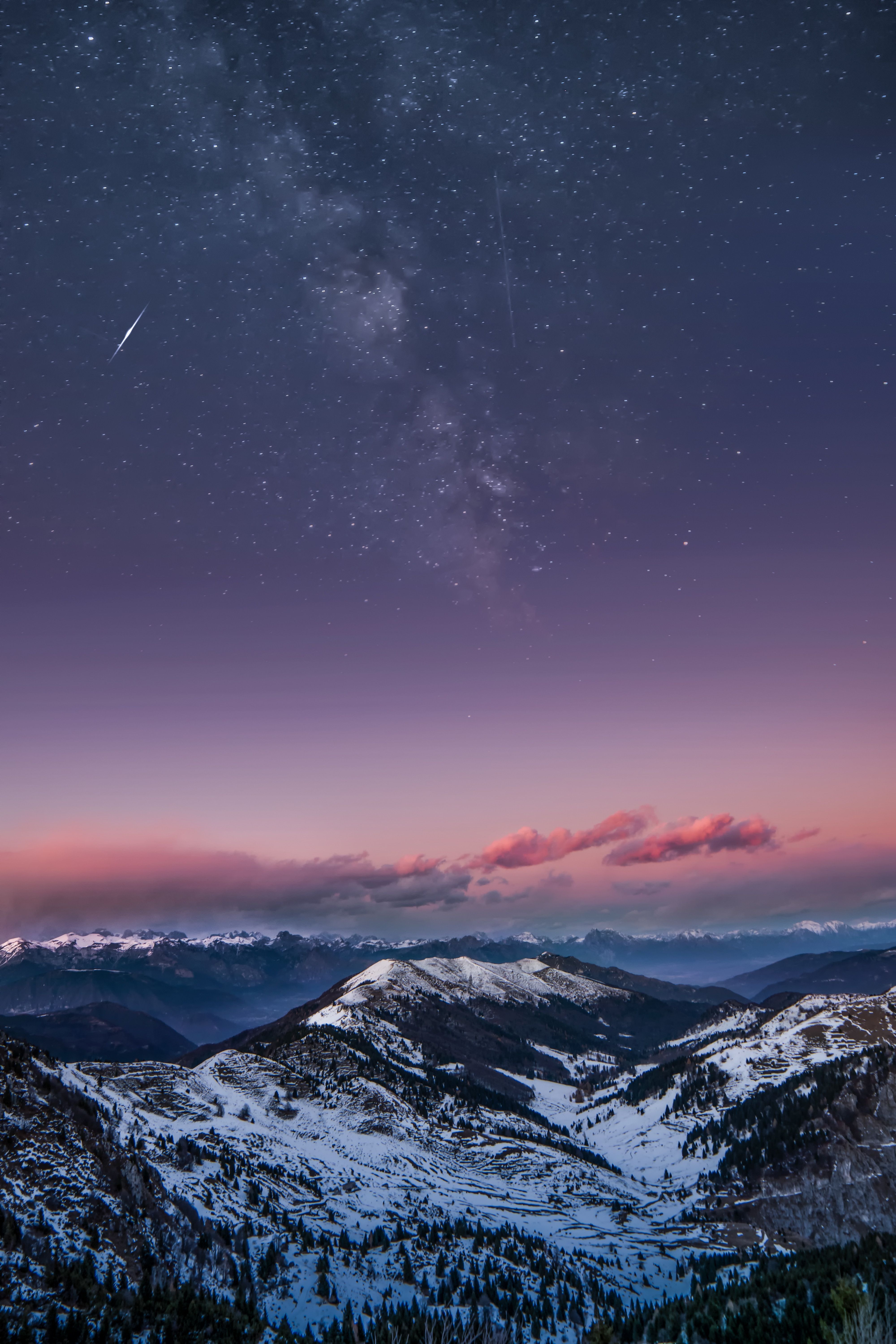 Mountains Starry Sky Night Snow .itl.cat