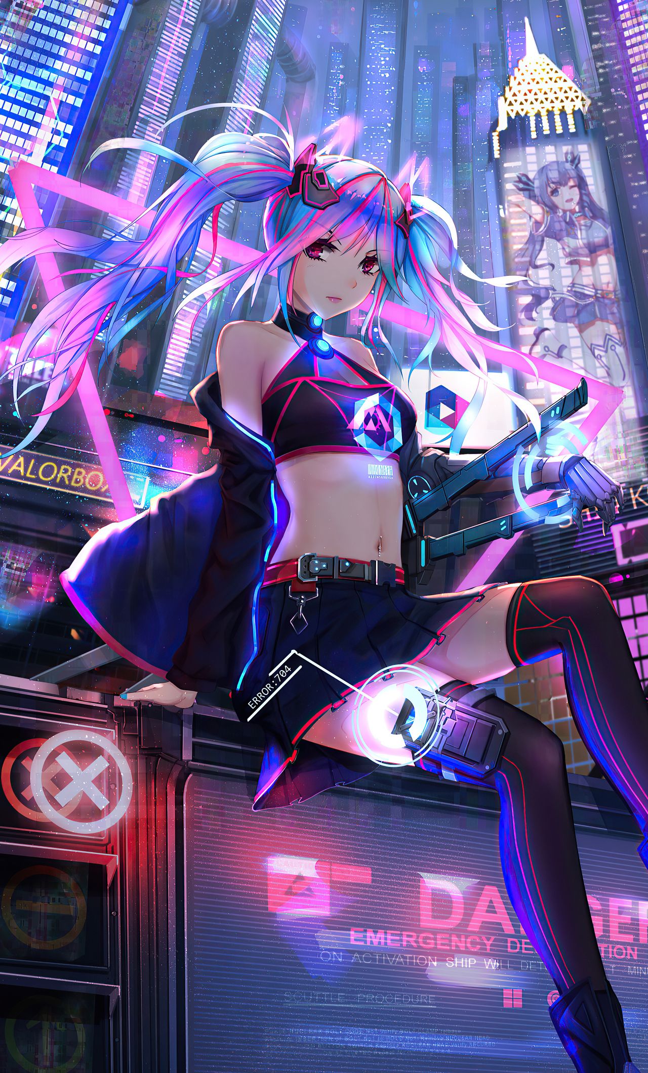Anime Cyber Girl Neon City