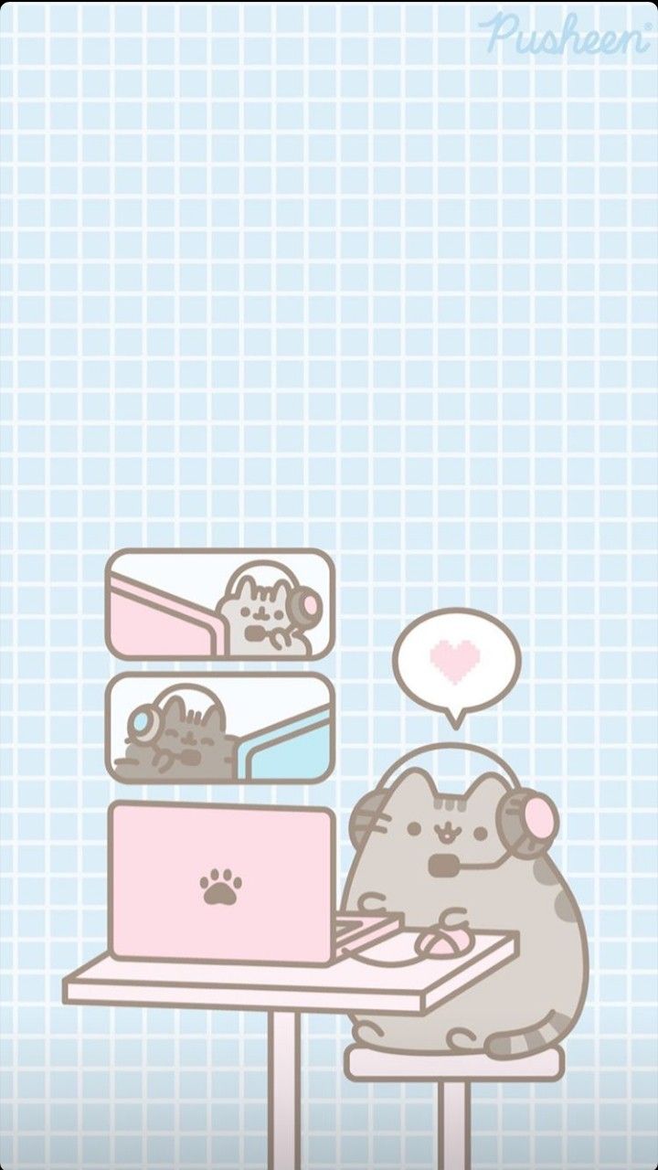 Pusheen gaming wallpaper. Pusheen cute, Pusheen cat, Kawaii wallpaper