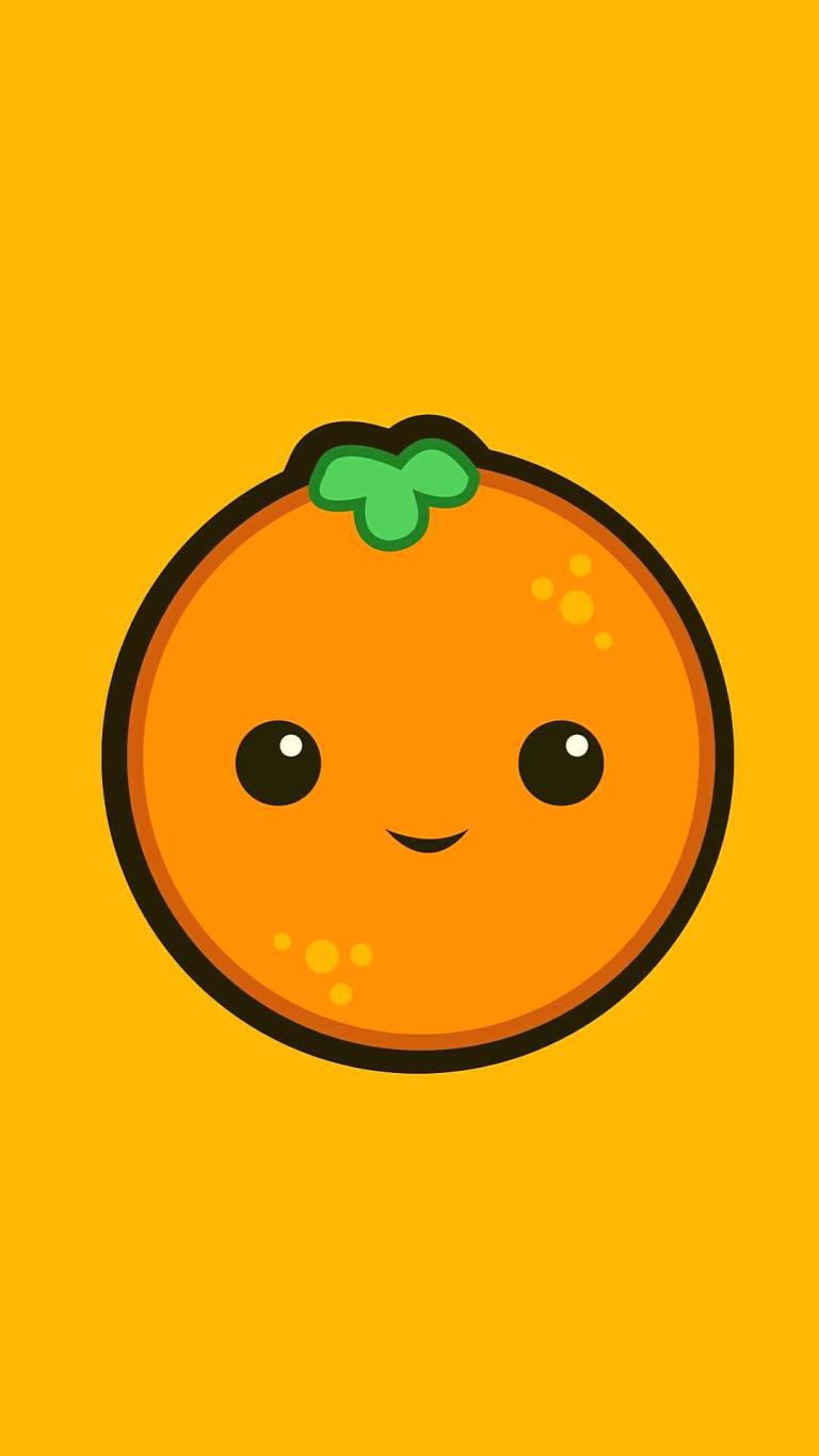 Orange Fruit Smiley Minimalist Art .traxzee.com