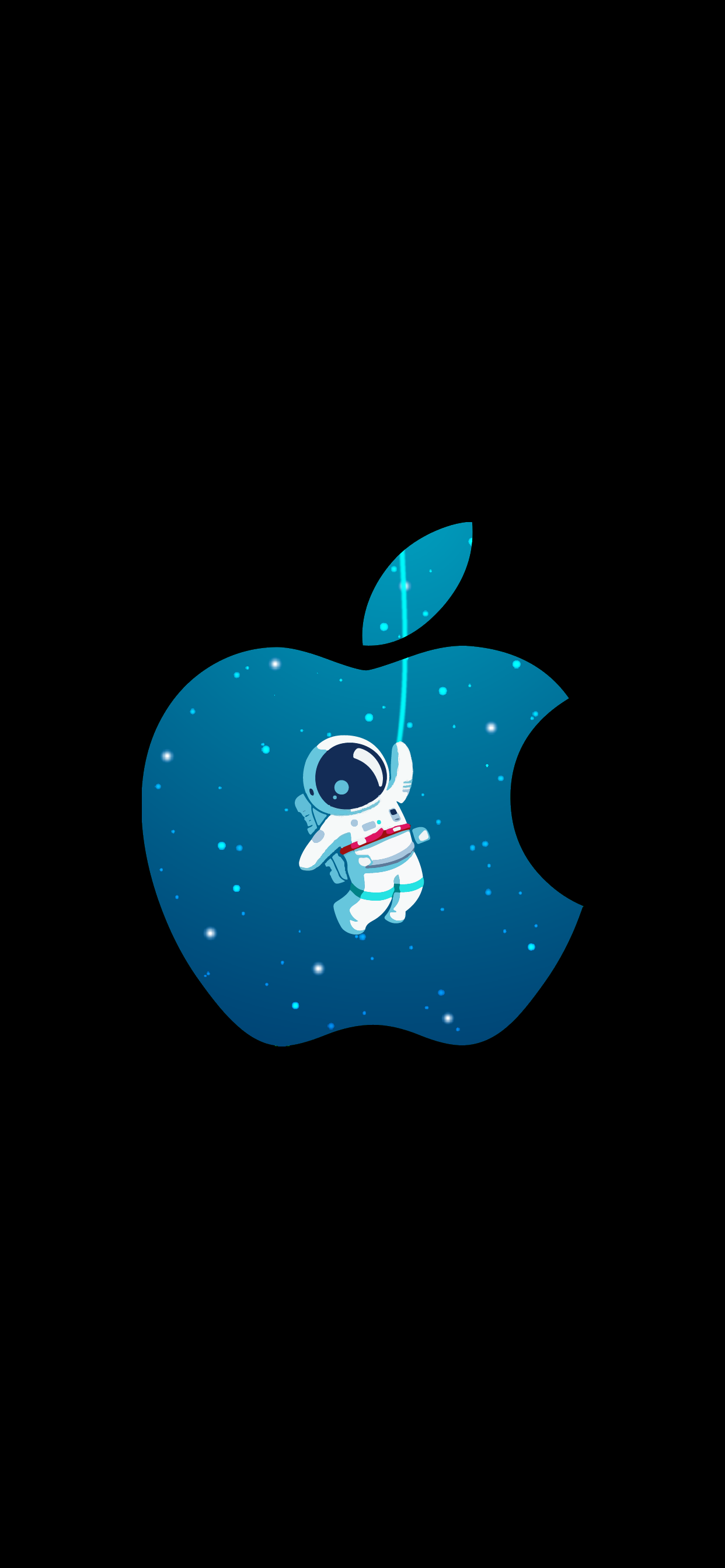Little Astronaut Inside apple symbol .wallpaperize.cc