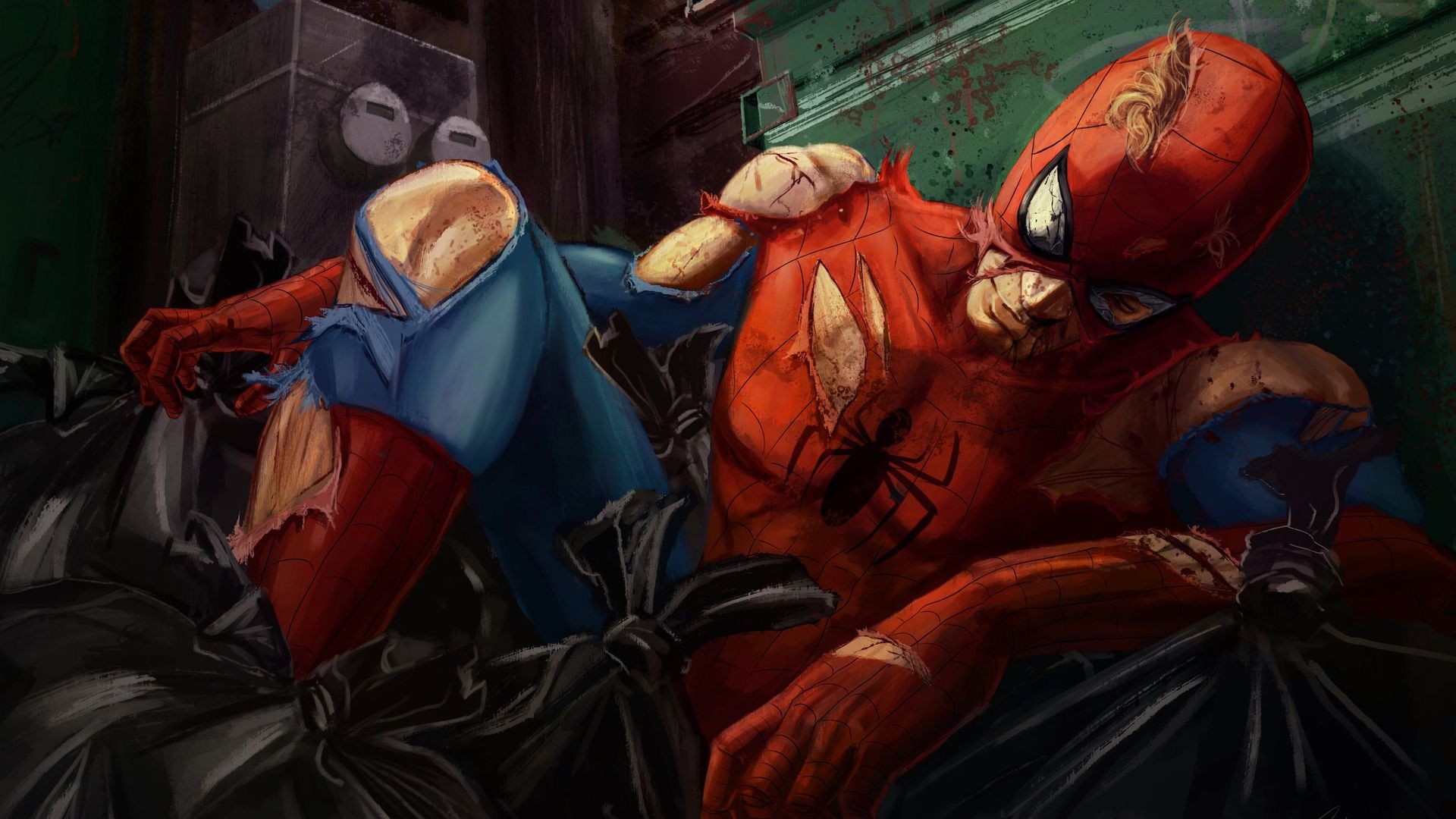 Spiderman Injured Art Laptop .hdqwalls.com