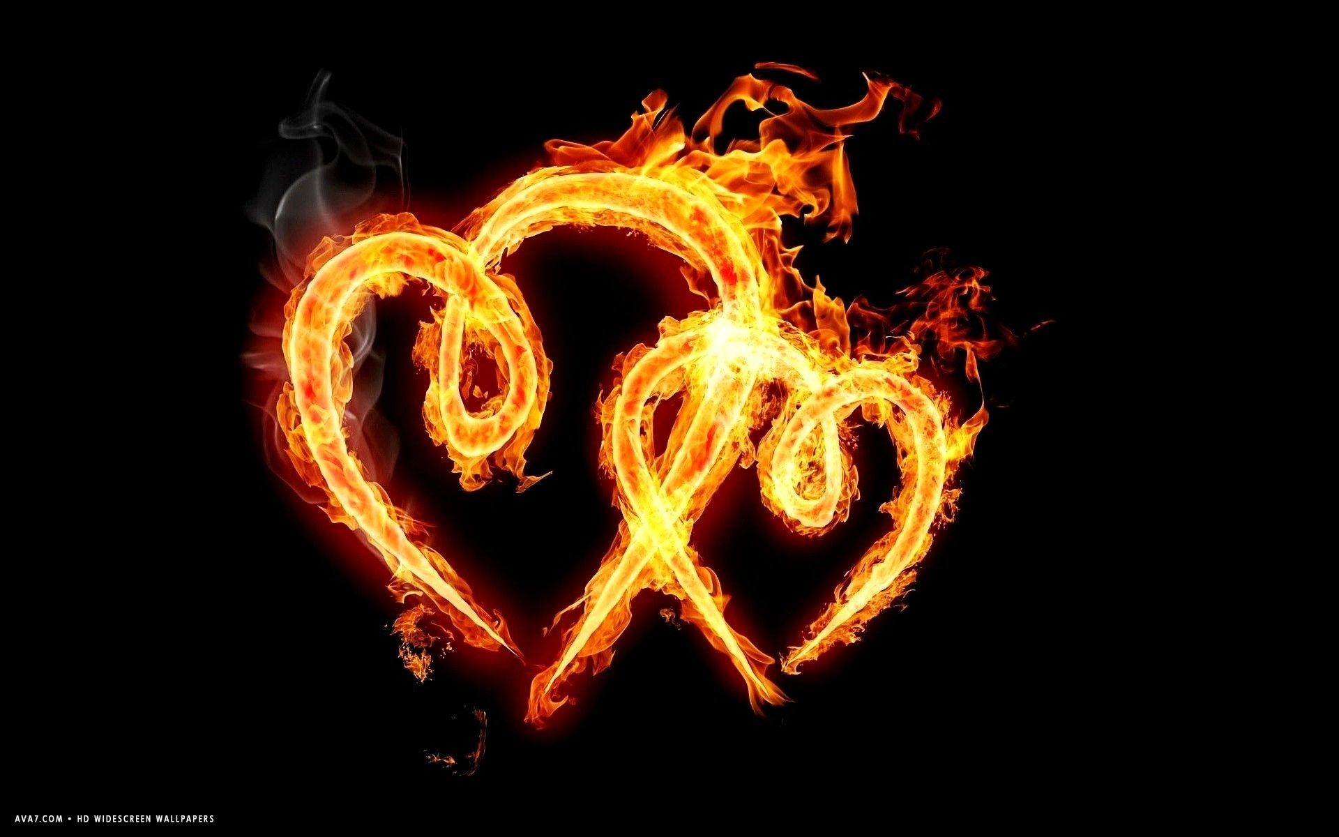 Hearts Two Fire Flames Burning Together .teahub.io