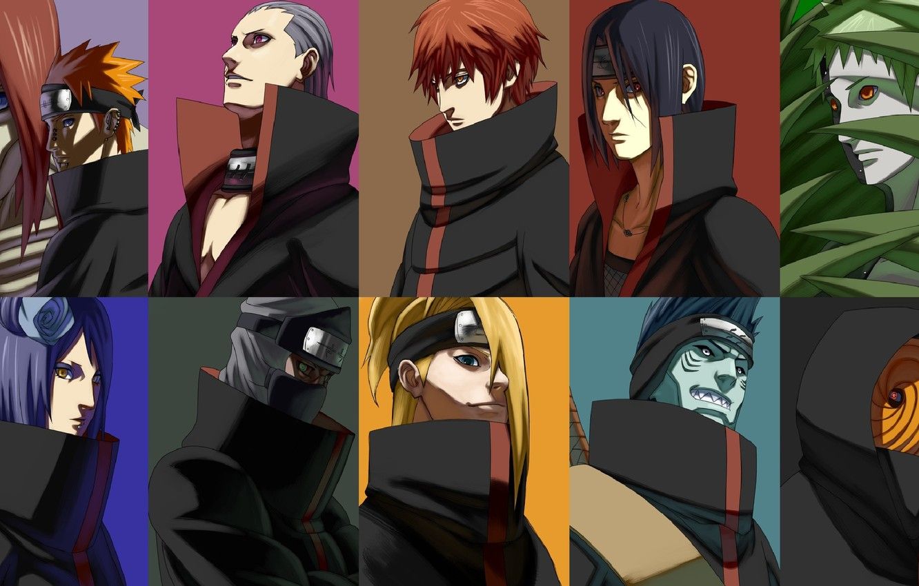 Wallpaper mask, grin, ninja, Itachi, akatsuki, ninja, Deidara, Sasori, Yahiko, Konan, Nagato, Naruto Shippuden, Tobi, the organization, Pain, Hidan image for desktop, section сёнэн
