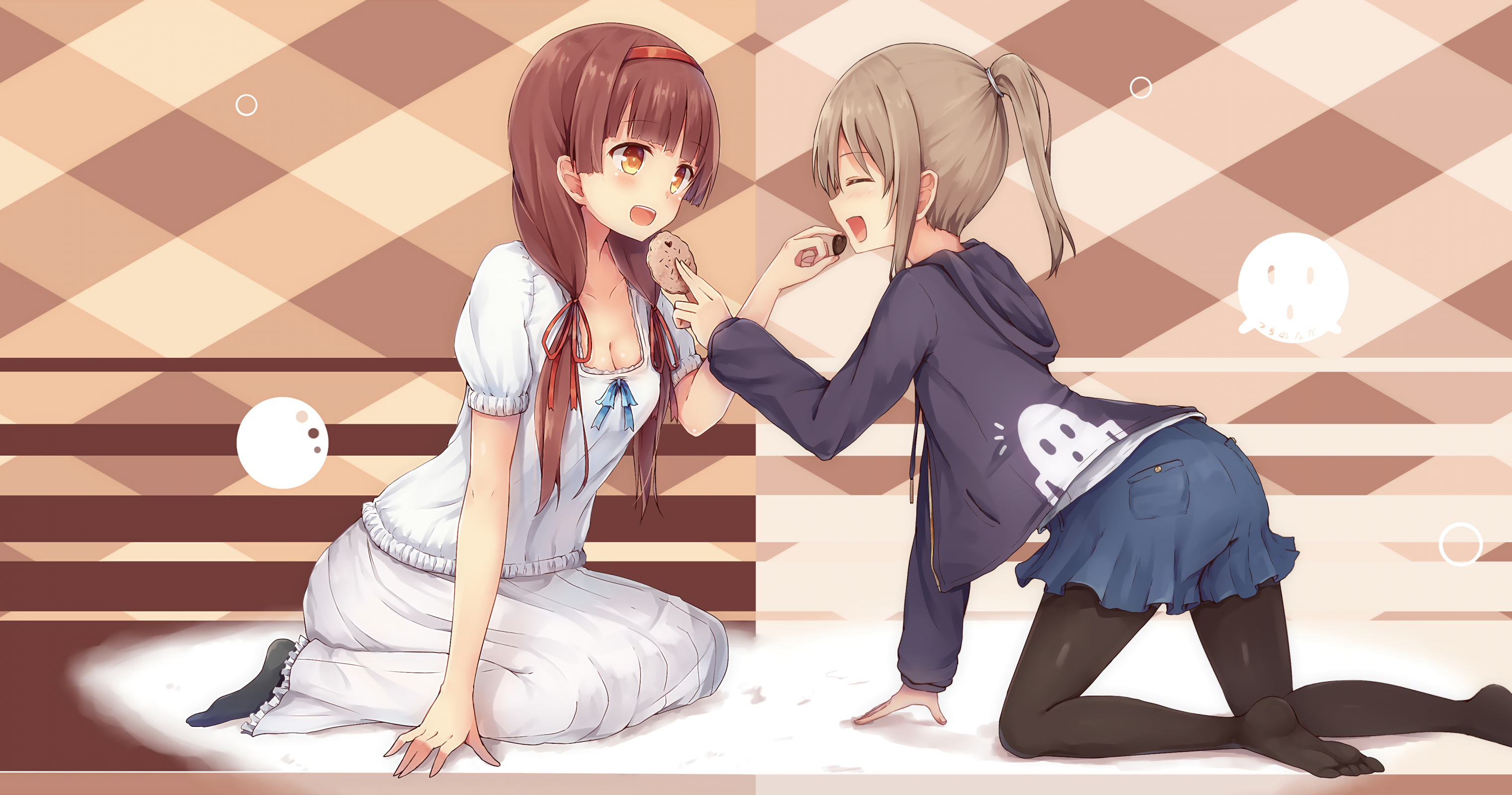 Anime Girls, Eating Cookies .wallpapermaiden.com