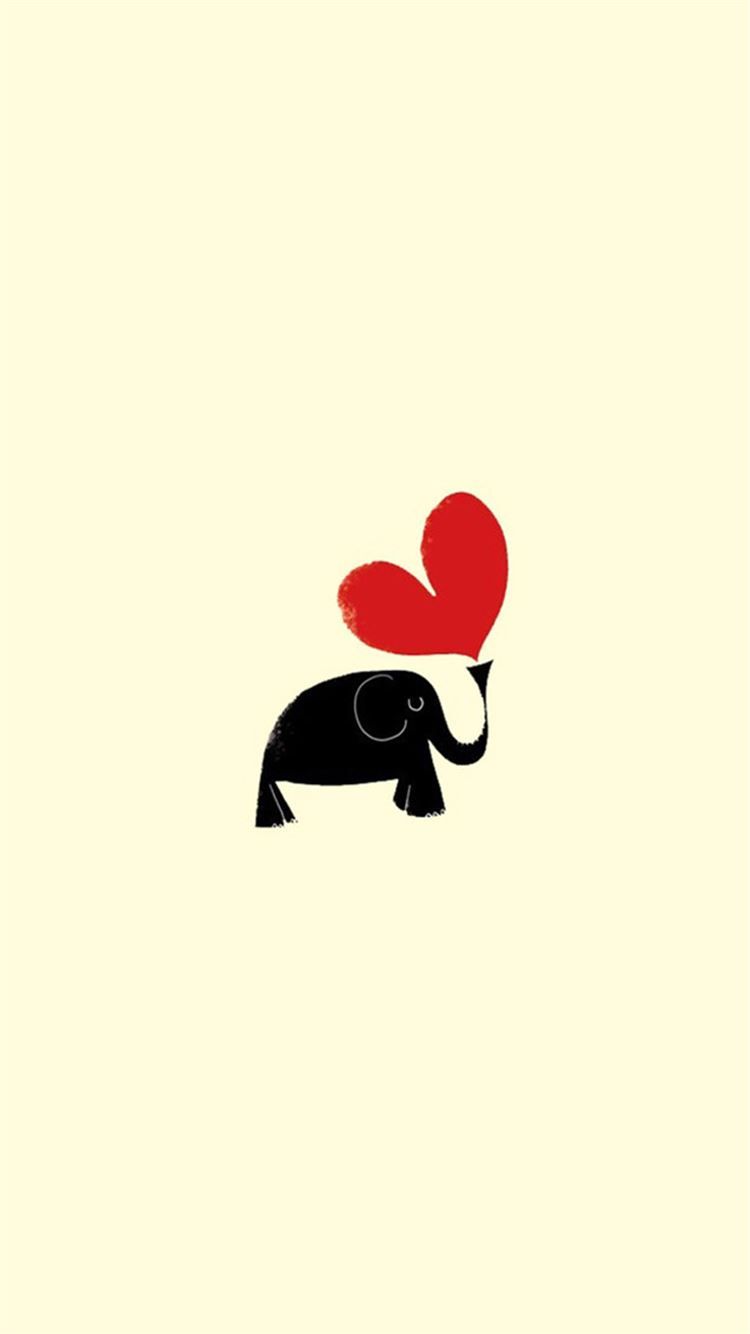 Cute Little Dark Elephant Red Love Heart Drawn Art iPhone 8 Wallpaper Free Download