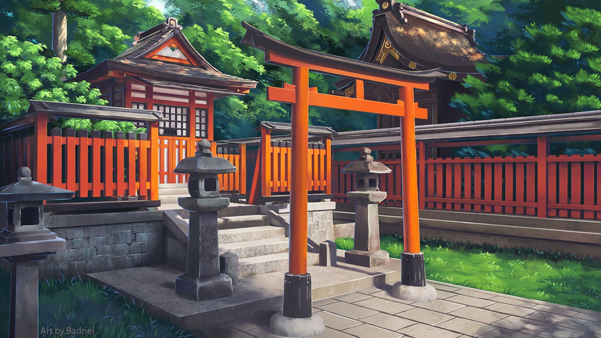 Anime, Shrine, japan, Landscape, HD wallpaper