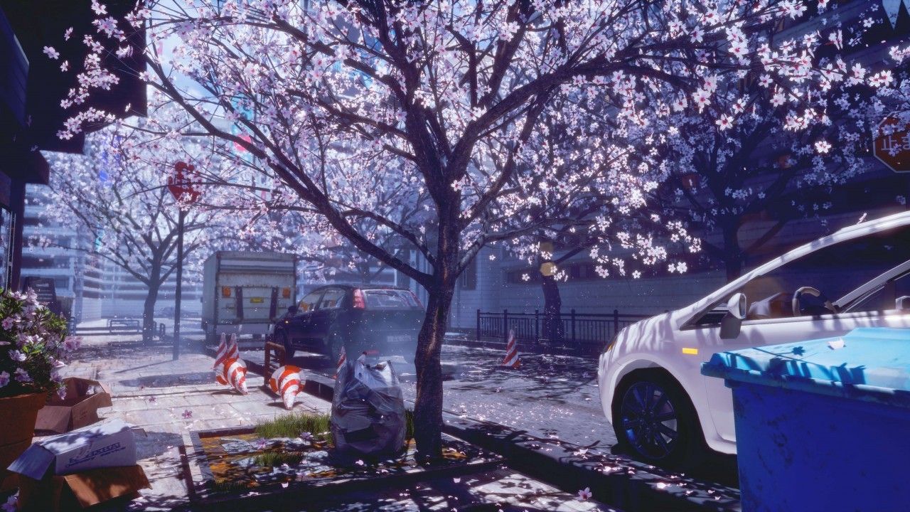 Download 1280x720 Anime City, Spring .wallpapermaiden.com