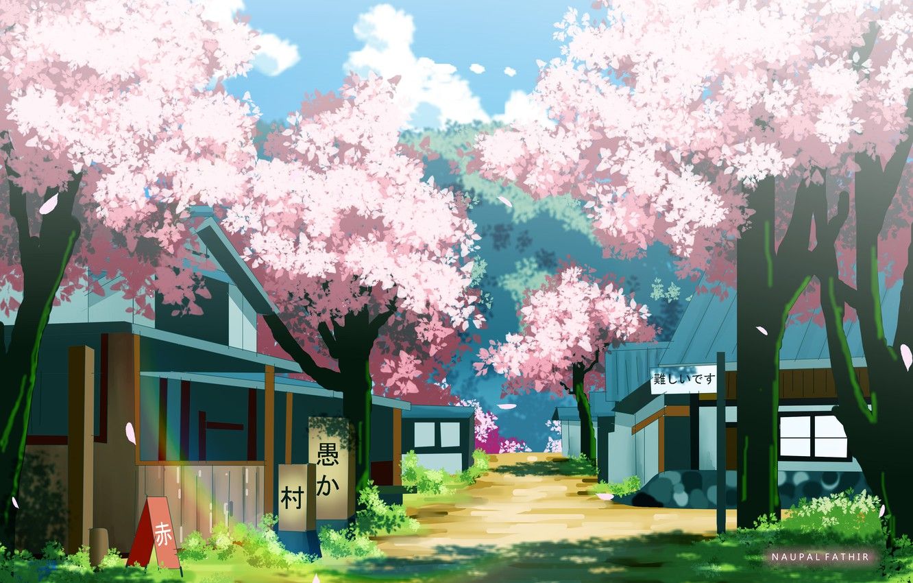Photo Wallpaper Spring, Anime, Garden .wallpapertip.com