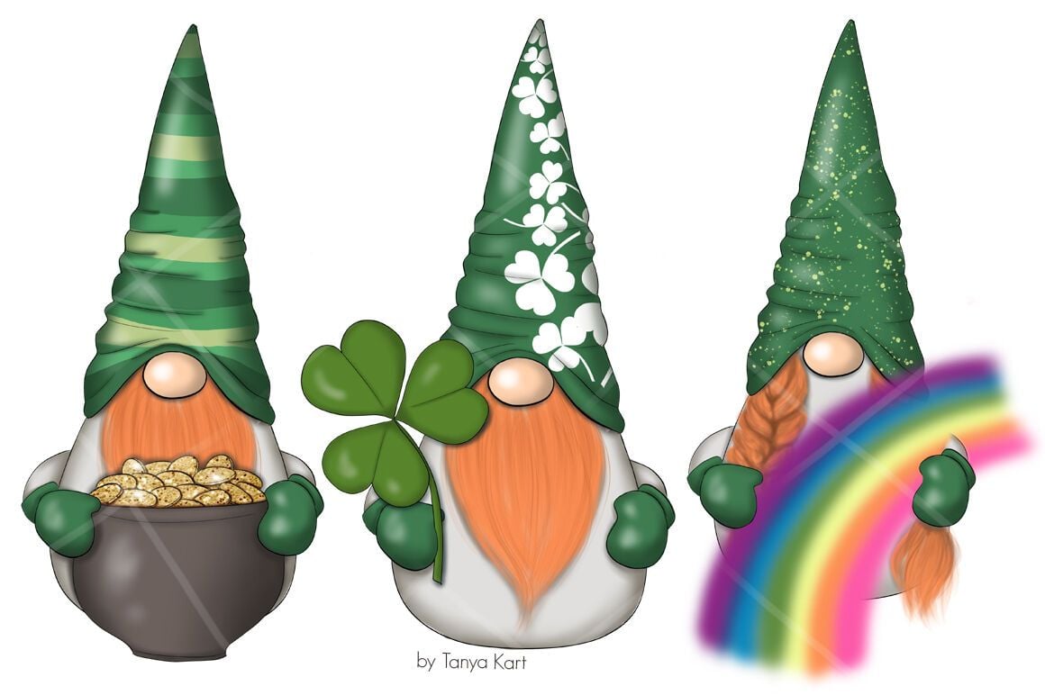 St. Patricks Gnomes Icon & Pattern By .thehungryjpeg.com