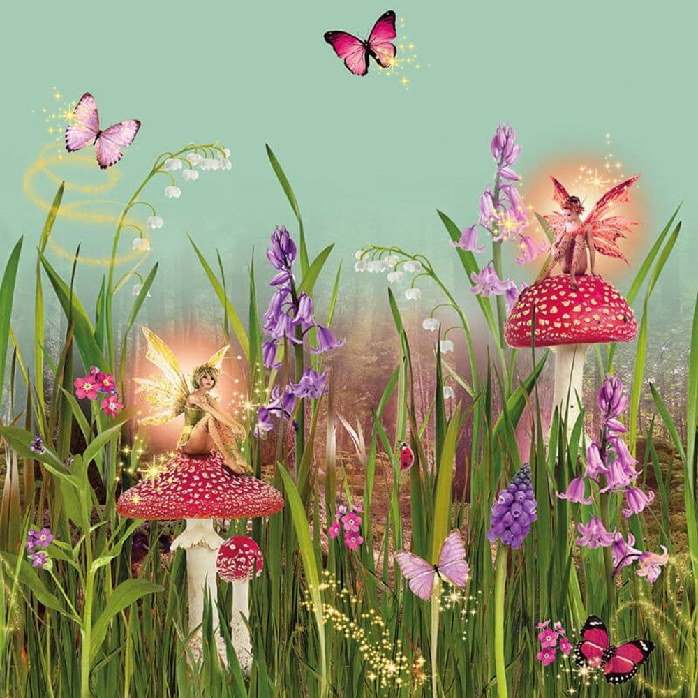 Magic Garden Fairies Frieze Multicoloured Garden Wallpaper & Background Download