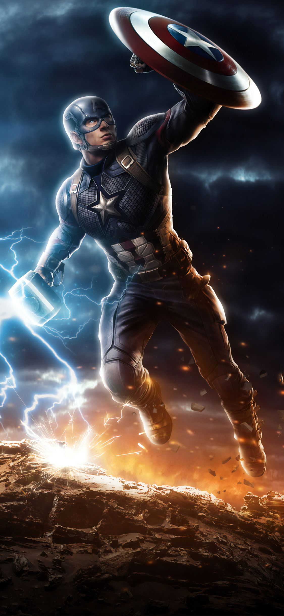 Captain America Mjolnir Avengers Endgame 4k Art iPhone XS, iPhone iPhone X HD 4k Wallpaper, Image, Background, Photo and Picture