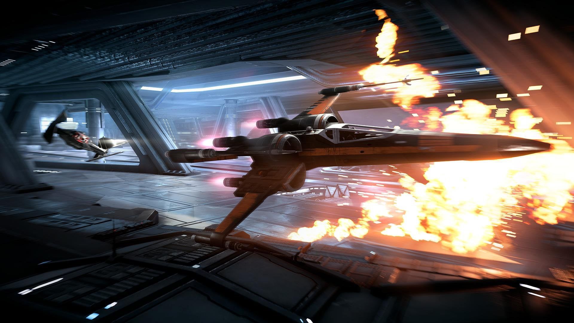 New Image Wallpaper Of Poe's X Wing Being Chased By Kylo's TIE Silencer