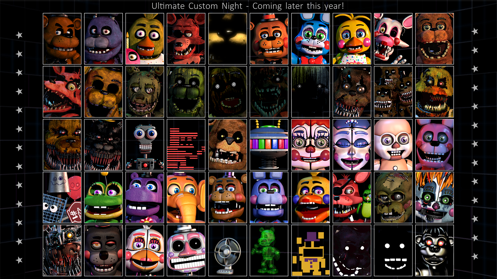 Ultimate custom night. Ультимейт кастом Найт 50/20. ФНАФ UCN. Ультимейт кастом Найт АНИМАТРОНИКИ. FNAF Ultimate Custom Night секретные АНИМАТРОНИКИ.