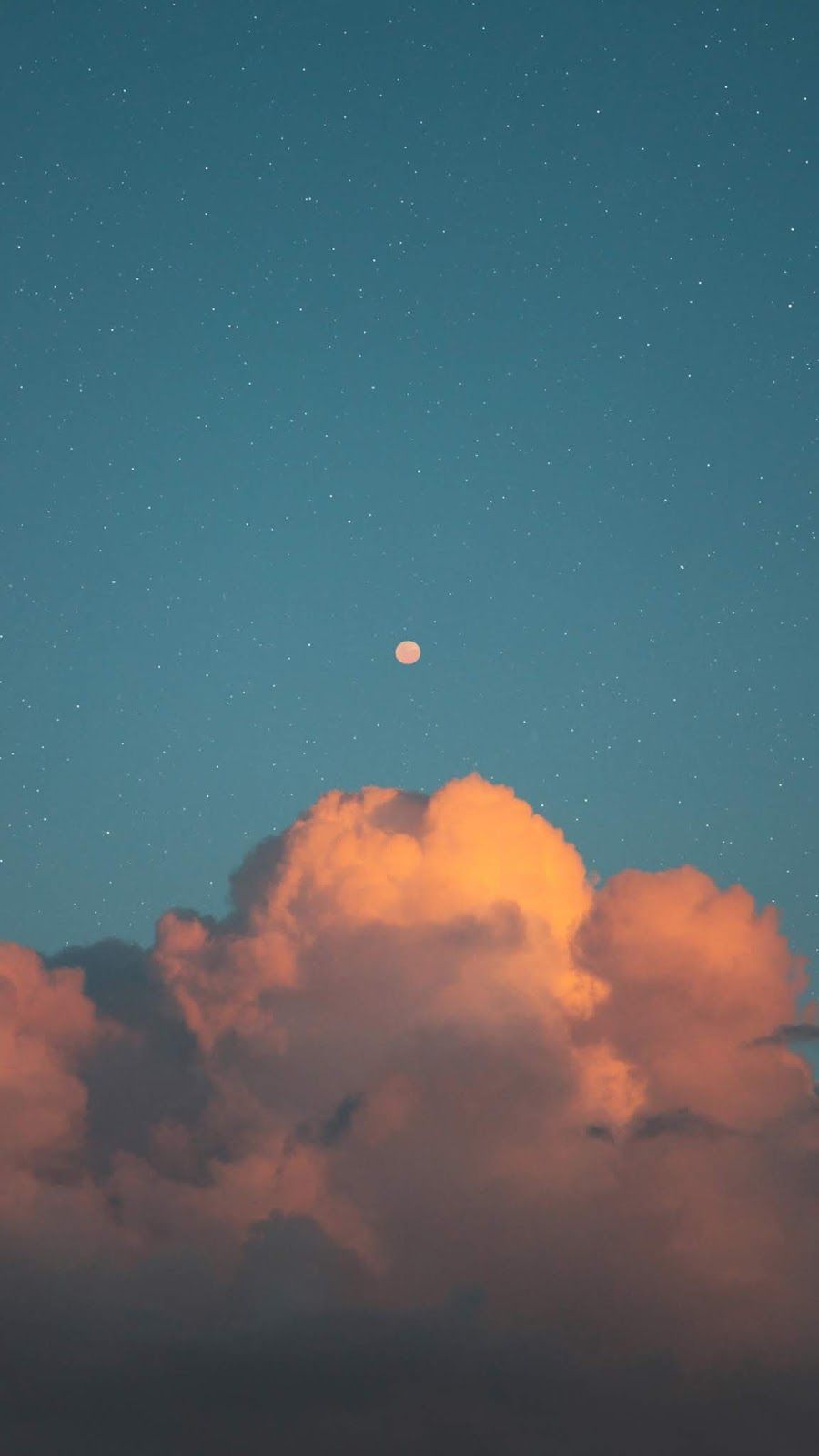 Full moon in the cloudy sky. iPhone .com