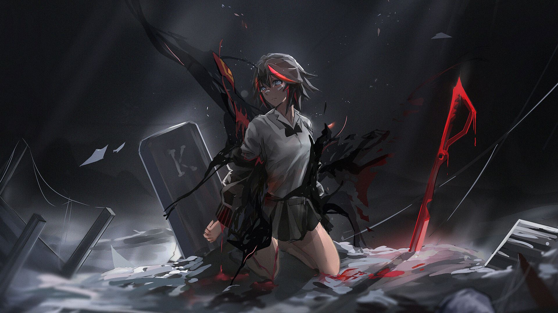 Desktop Wallpaper Ryūko Matoi, Kill La Kill, Anime Girl, Dark, Anime, HD Image, Picture, Background, 7ac851