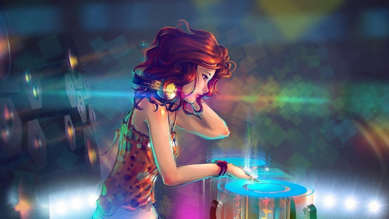 Anime DJ Girl 1366x768 .hdqwalls.com