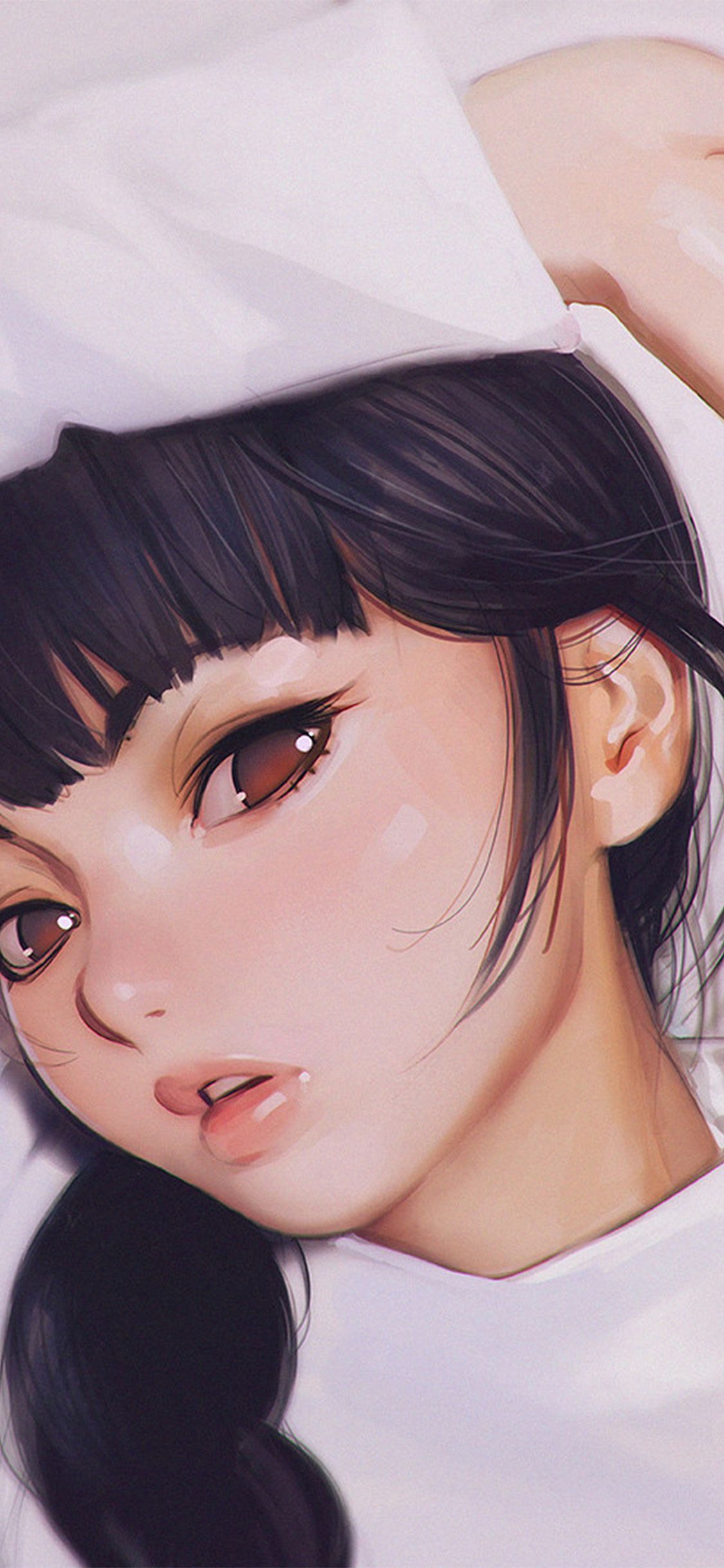 iPhone X wallpaper. ilya kuvshinov anime girl shy cute illustration art