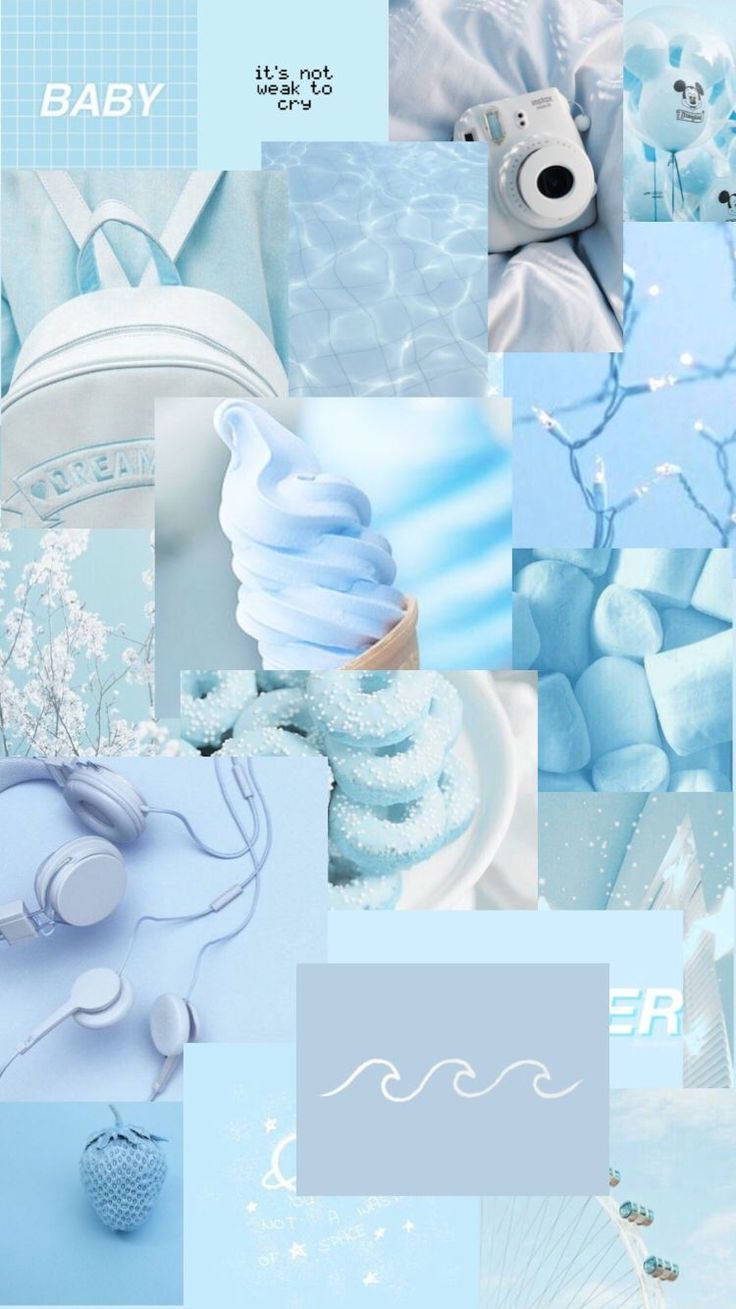 Pastel Blue Aesthetic Collage Wallpaper .novocom.top