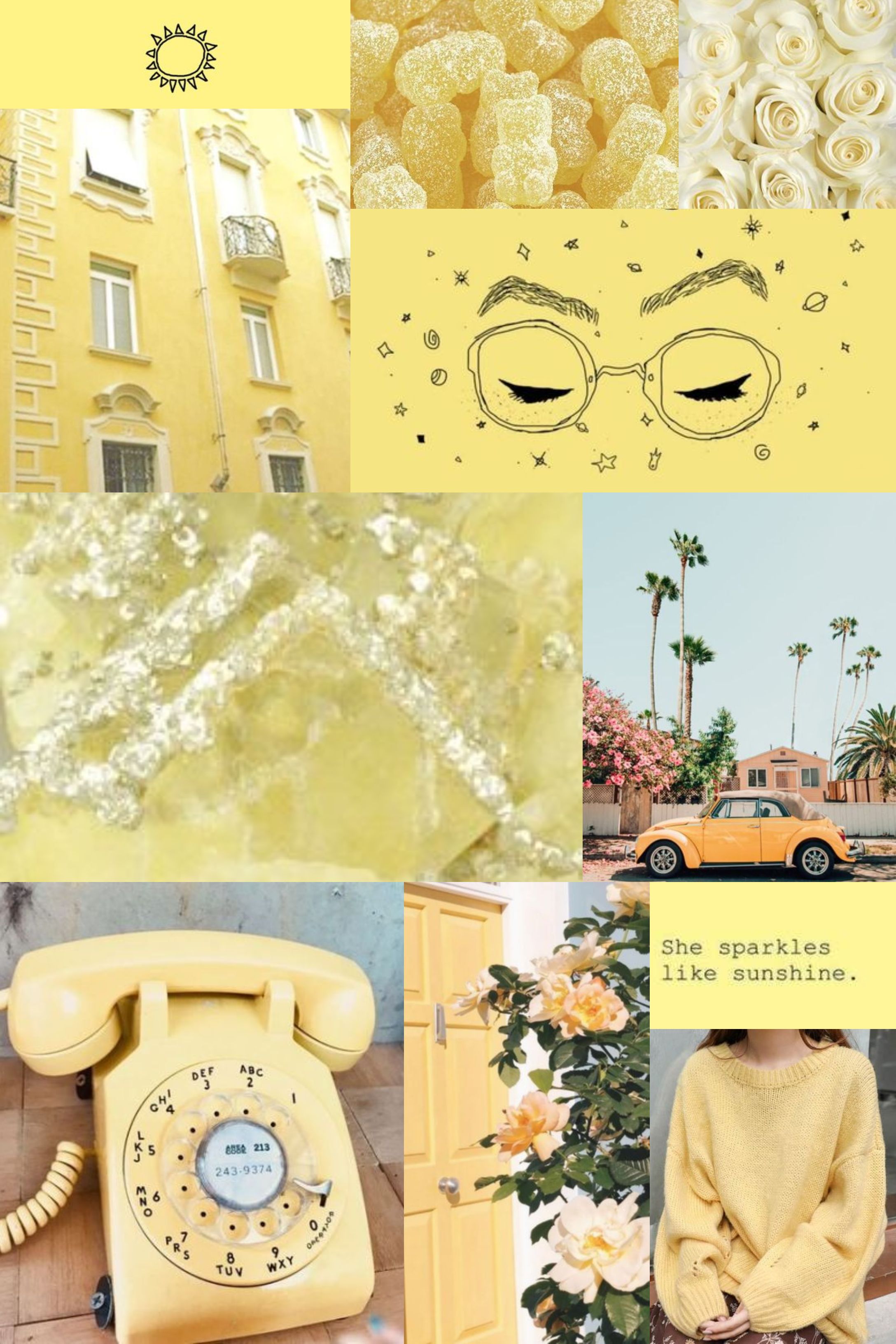 Light yellow mood board aesthetic collage wallpaper. Yellow aesthetic pastel, Yellow aesthetic, Aesthetic collage
