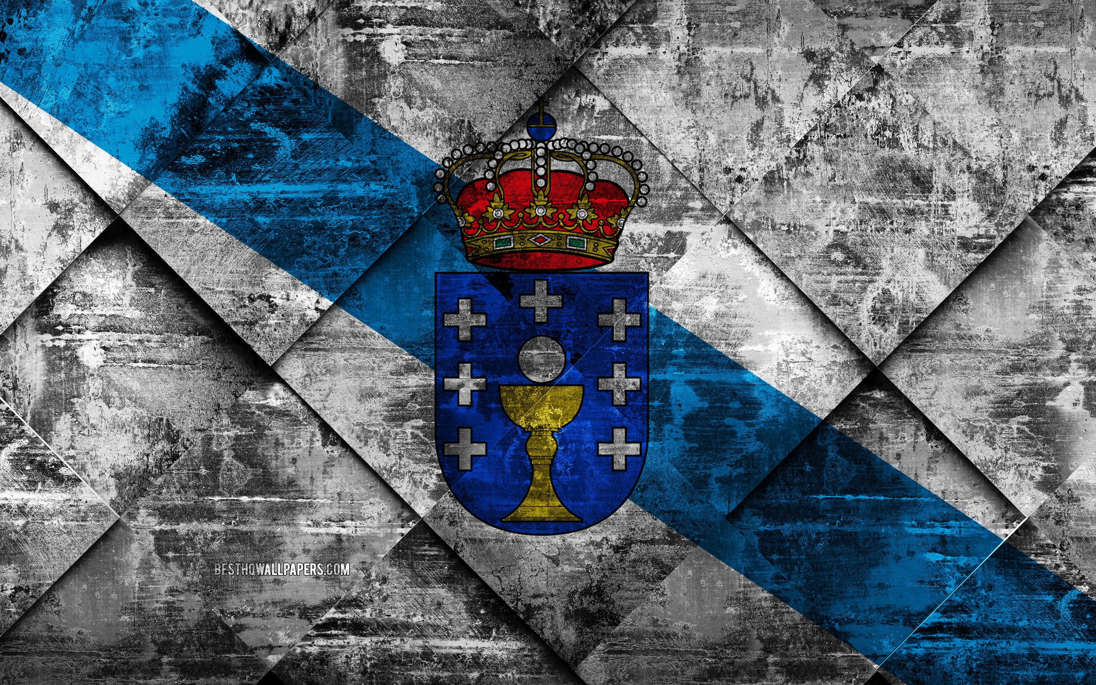 wallpaper Flag of Galicia, grunge .besthqwallpaper.com