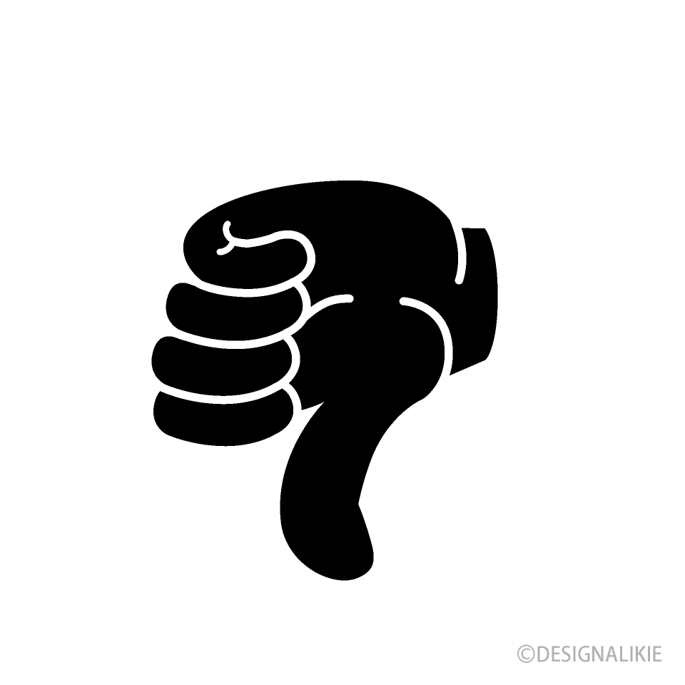 White Thumbs Down Clip Art Free PNG Image｜Illustoon