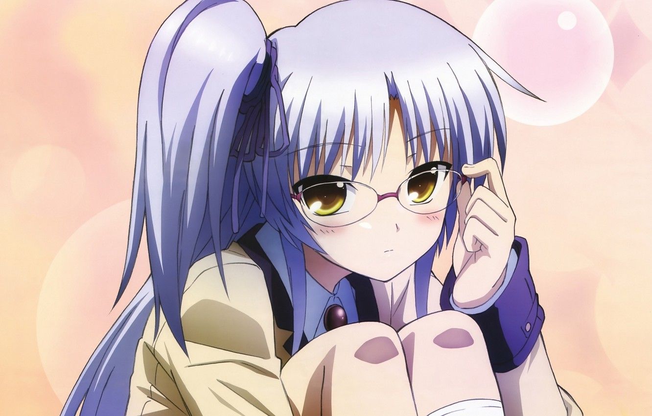 Wallpaper look, girl, glasses, sitting .anime.goodfon.com