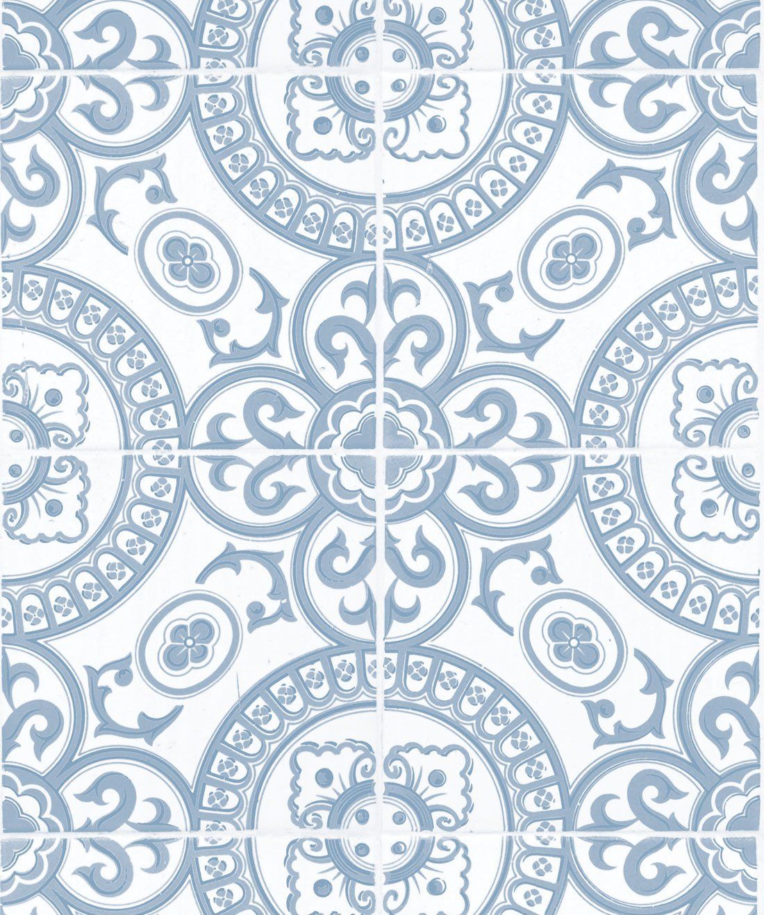 Heritage Tiles Wallpaper in Pale Blue .burkedecor.com · In stock