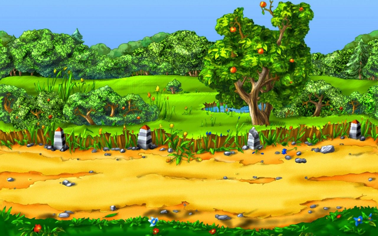 Apple Trees Path Meadow Pond Wallpaper And Wallpaper Cartoon Wallpaper & Background Download