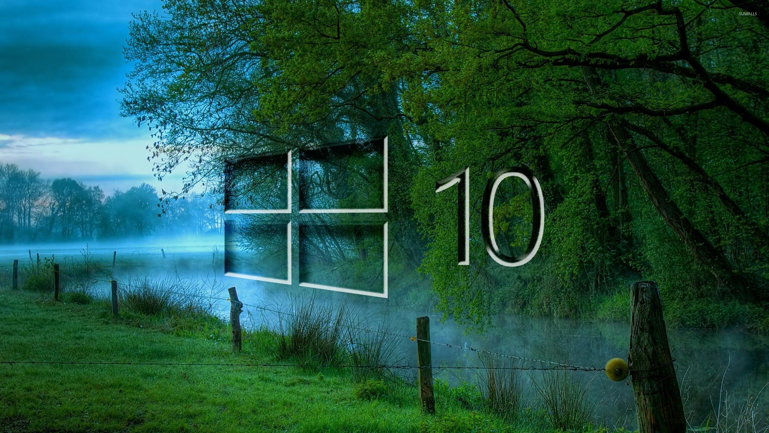 Windows 10 in the misty morning glass .suwalls.com