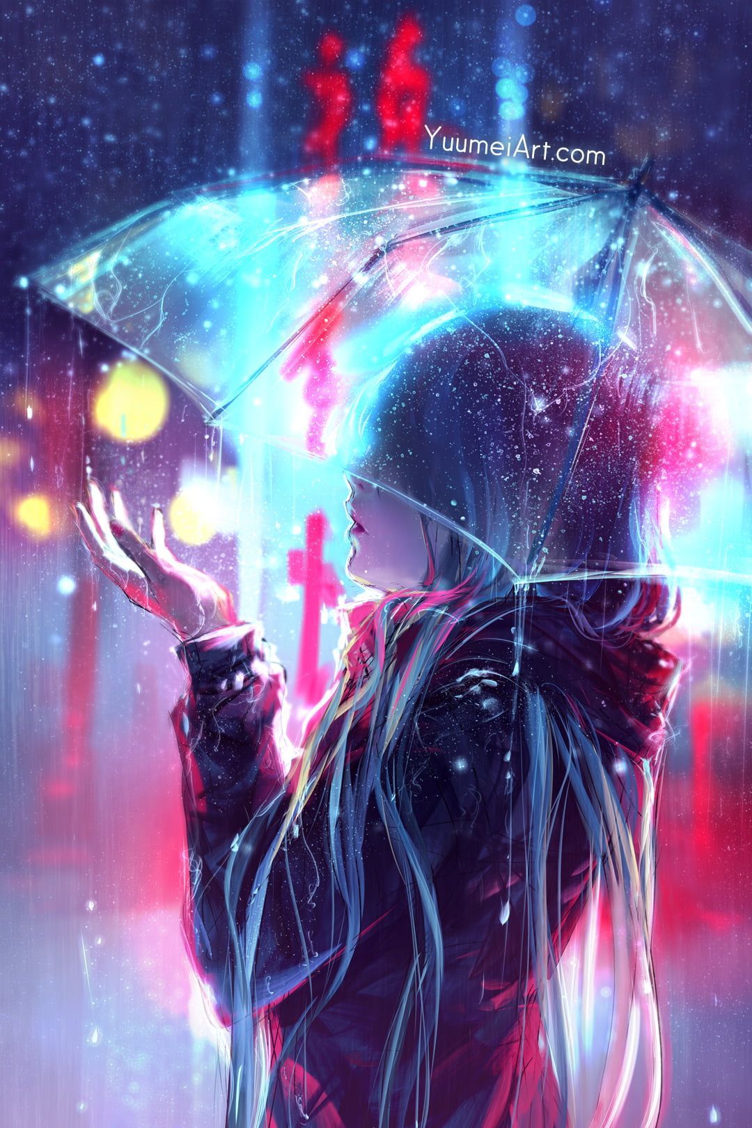 Yuumei anime girls #umbrella #rain long .com