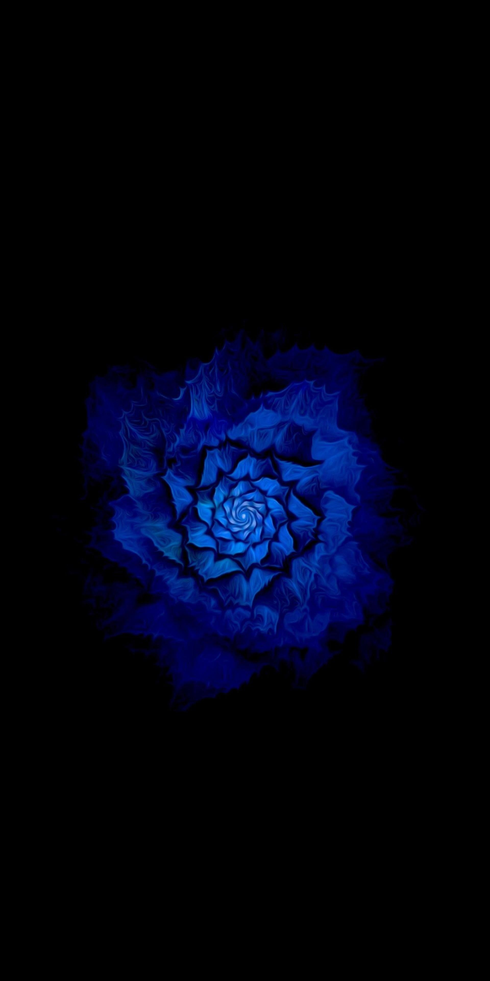 Bluish Flower Black Amoled Wallpaper 4k .oyebesmartest.com